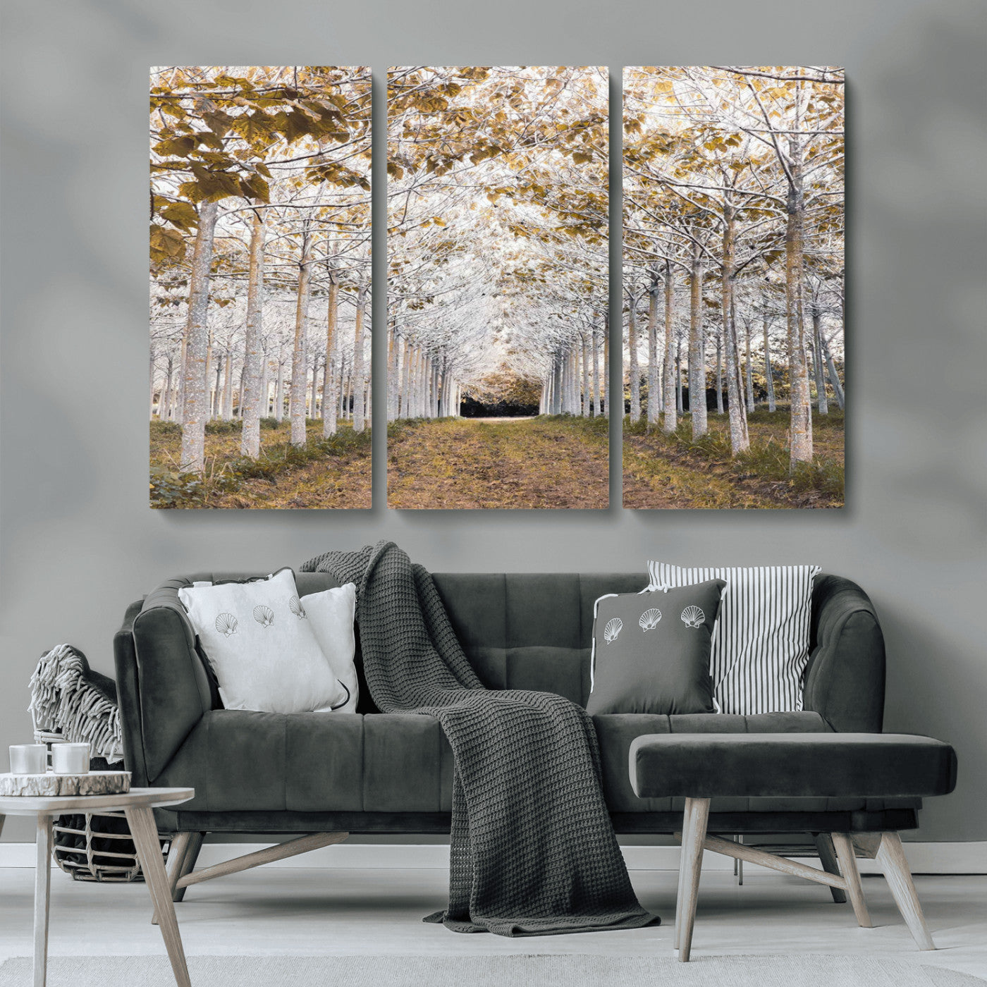 MGV-CV-48X32-3P - Forest Grove Wall Art | Serene Pathway Canvas Print | Ready to Hang and Framed Nature Wall Decor for