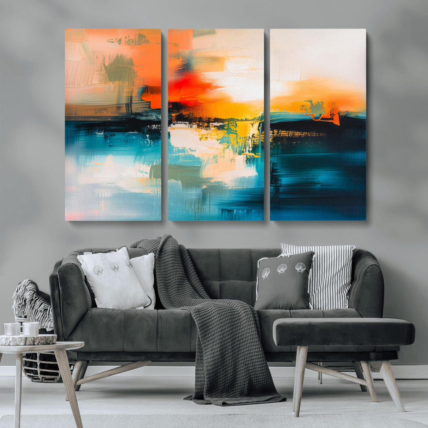 MGV-CV-48X32-3P - Colorful Abstract Wall Art | Bold Modern Canvas Print | Ready to Hang and Framed for Living Room or