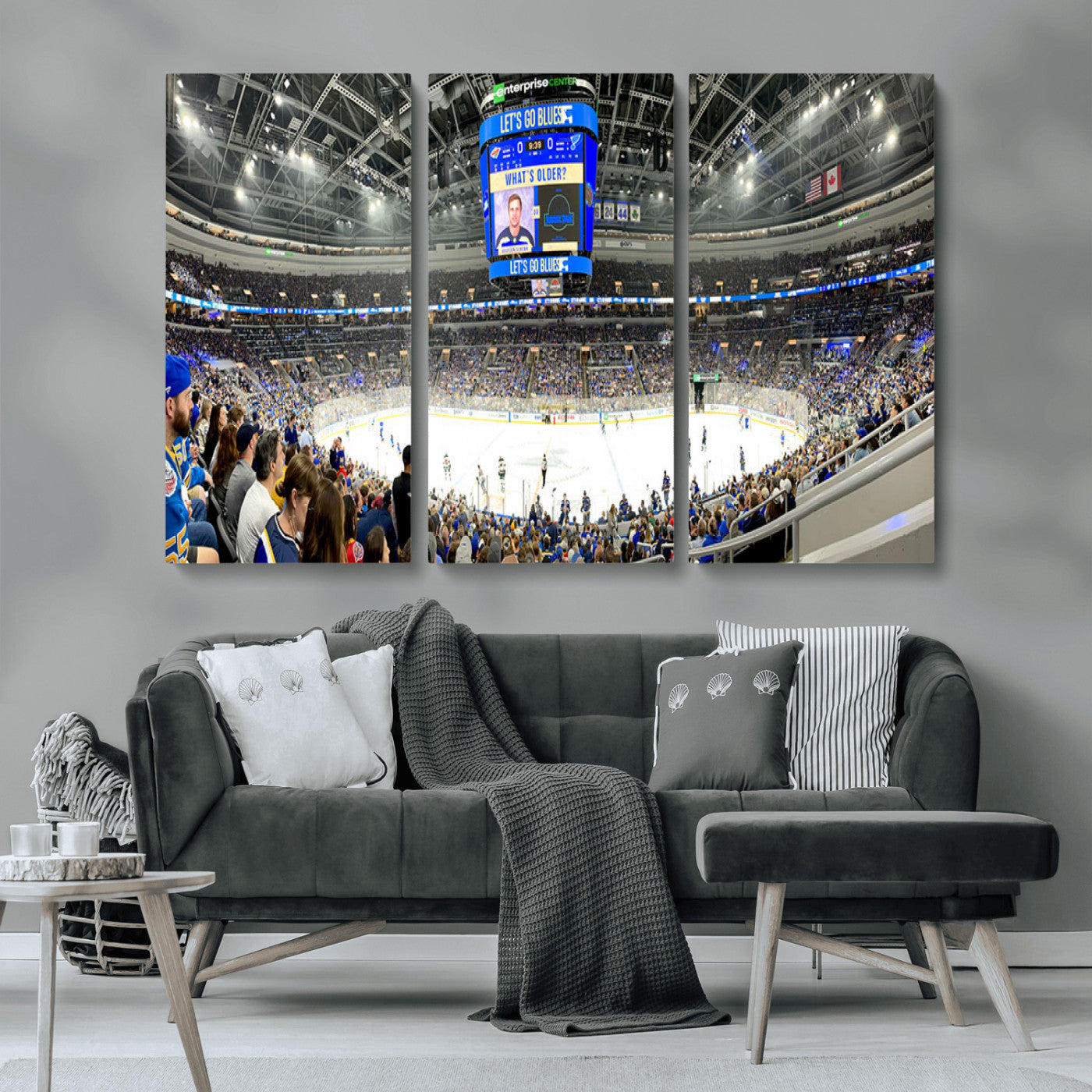 MGV-CV-48X32-3P - Enterprise Center | Missouri St. Louis Blues Ice Hockey Stadium Wall Art | Canvas Print | Ready to