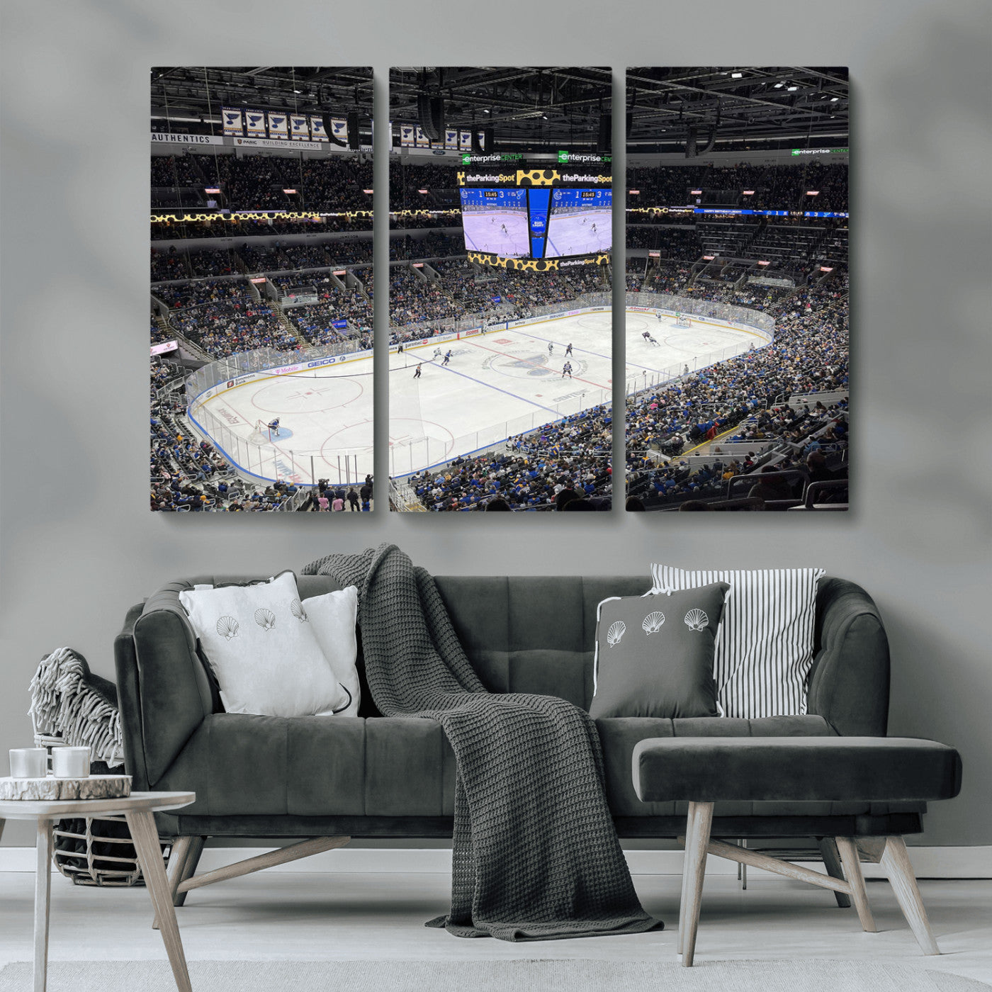 MGV-CV-48X32-3P - Enterprise Center Missouri St. Louis Blues Hockey Stadium Wall Art Canvas Print