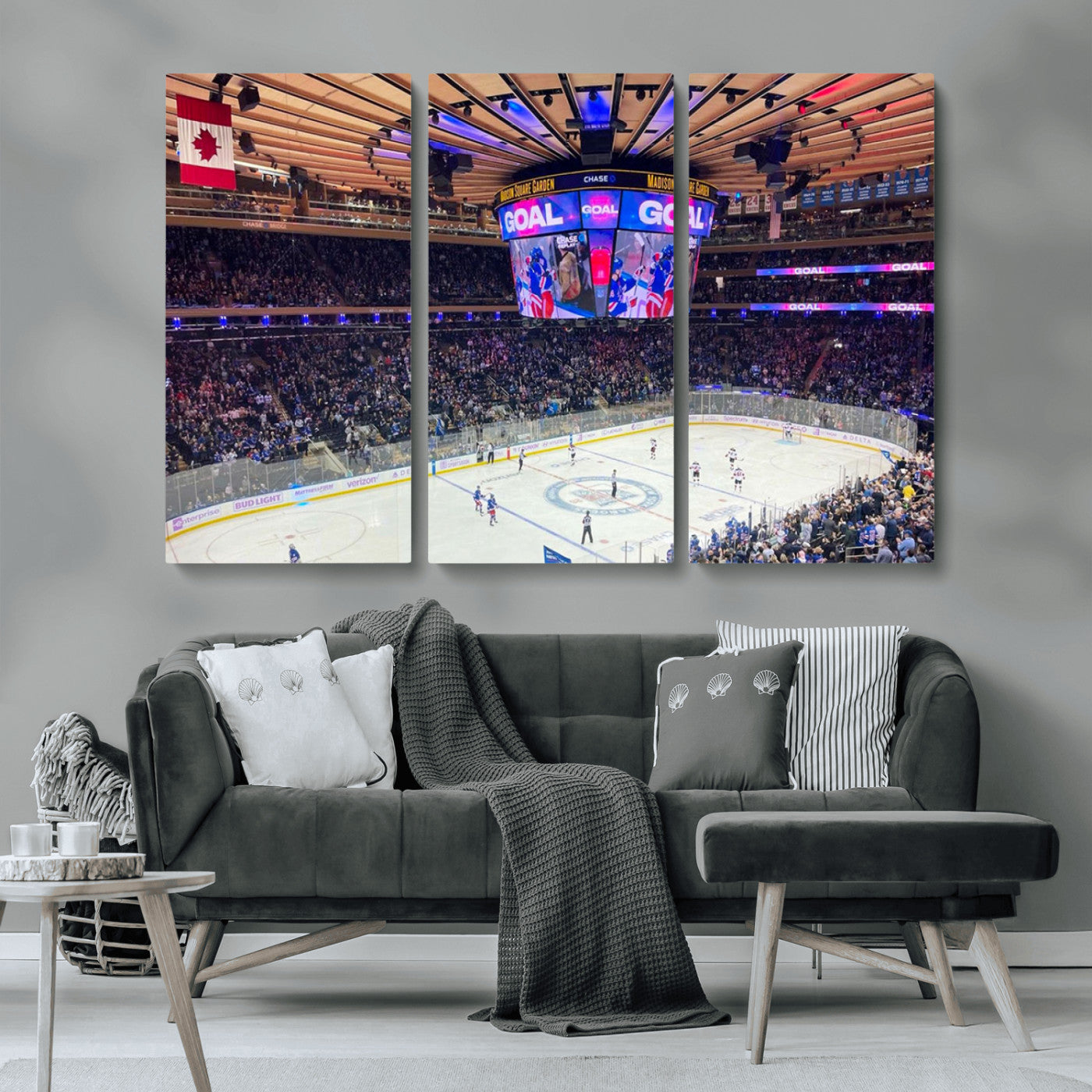 MGV-CV-48X32-3P - Madison New York Rangers Hockey Stadium Wall Art Canvas Print