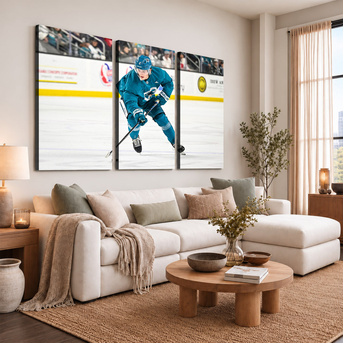 69179-MGV-CV-36X24 - San Jose Sharks Ice Hockey Player Wall Art Canvas Print