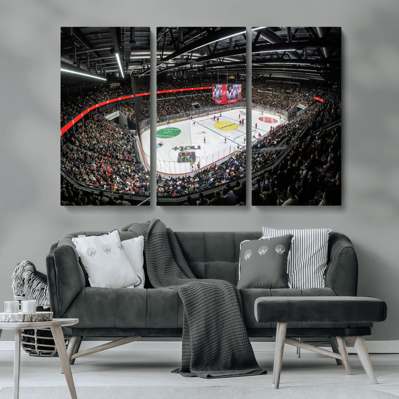 MGV-CV-48X32-3P - Vaudoise Lausanne Ice Hockey Arena Stadium Wall Art Canvas, Vaudoise Lausanne Ice Hockey Canvas