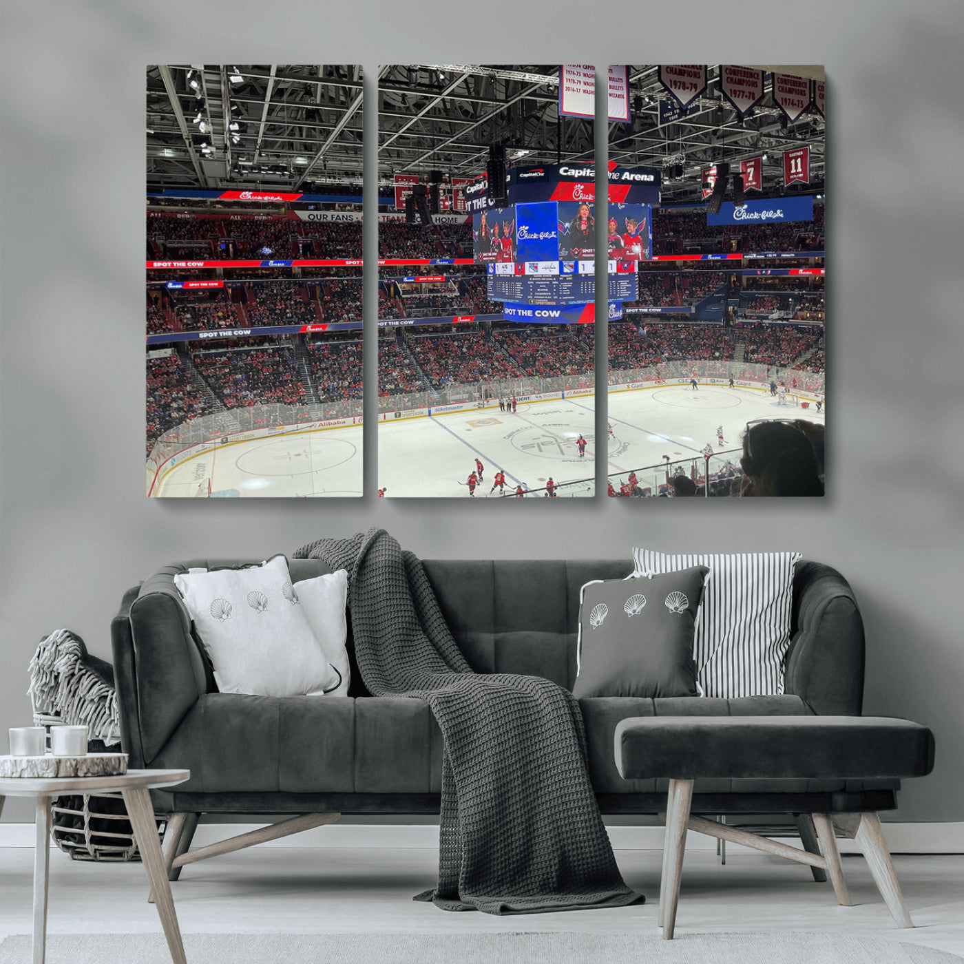 MGV-CV-48X32-3P - Washington Capitols New York Rangers Ice Hockey Game Stadium Wall Art Canvas Print