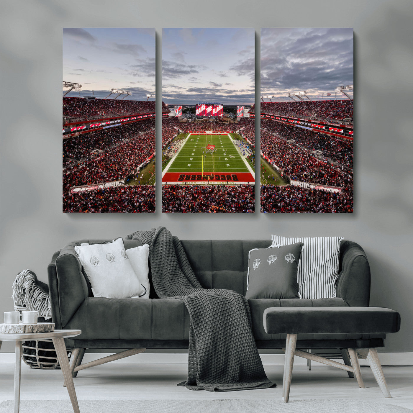MGV-CV-48X32-3P - Florida Tampa Raymond James Stadium Wall Art Canvas Print - NFL Football Stadium Print Canvas