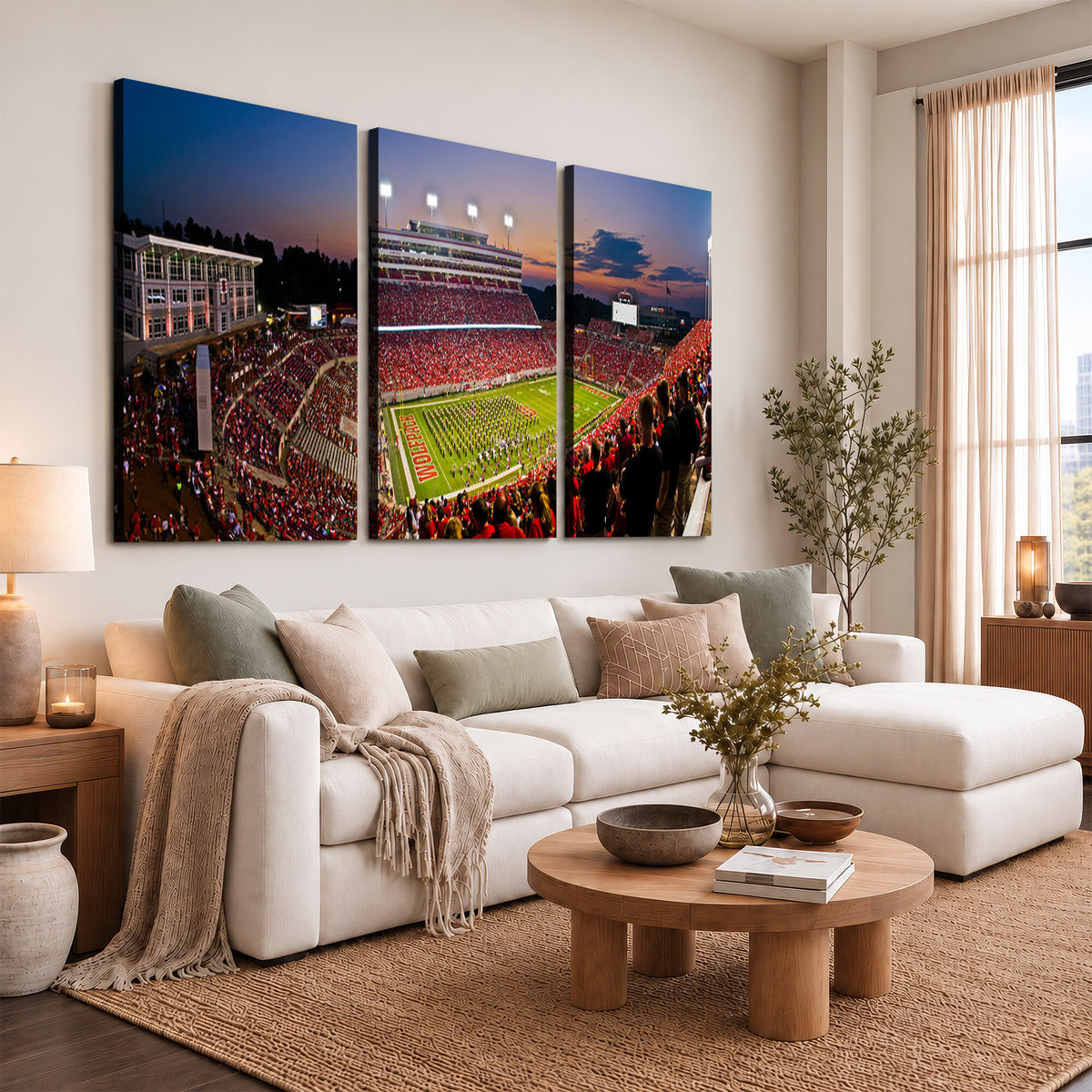 87655-MGV-CV-36X24 - NC State Wolfpack Football Team Print - Raleigh Carter-Finley Stadium Wall Art Canvas Print