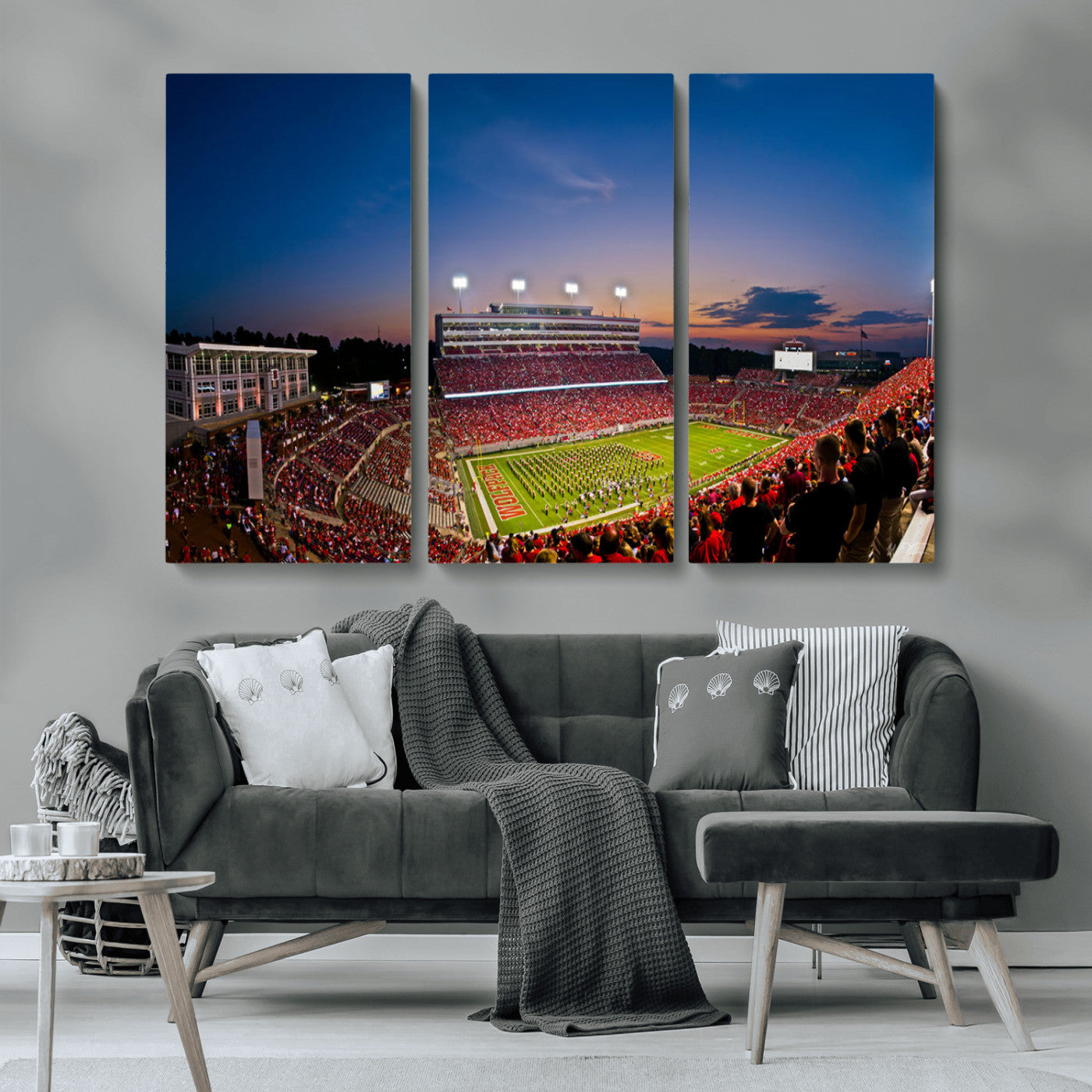 MGV-CV-48X32-3P - NC State Wolfpack Football Team Print - Raleigh Carter-Finley Stadium Wall Art Canvas Print