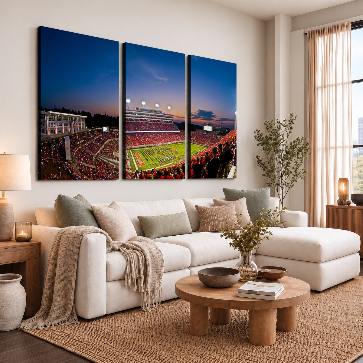 33313-MGV-CV-36X24 - NC State Wolfpack Football Team Print - Raleigh Carter-Finley Stadium Wall Art Canvas Print
