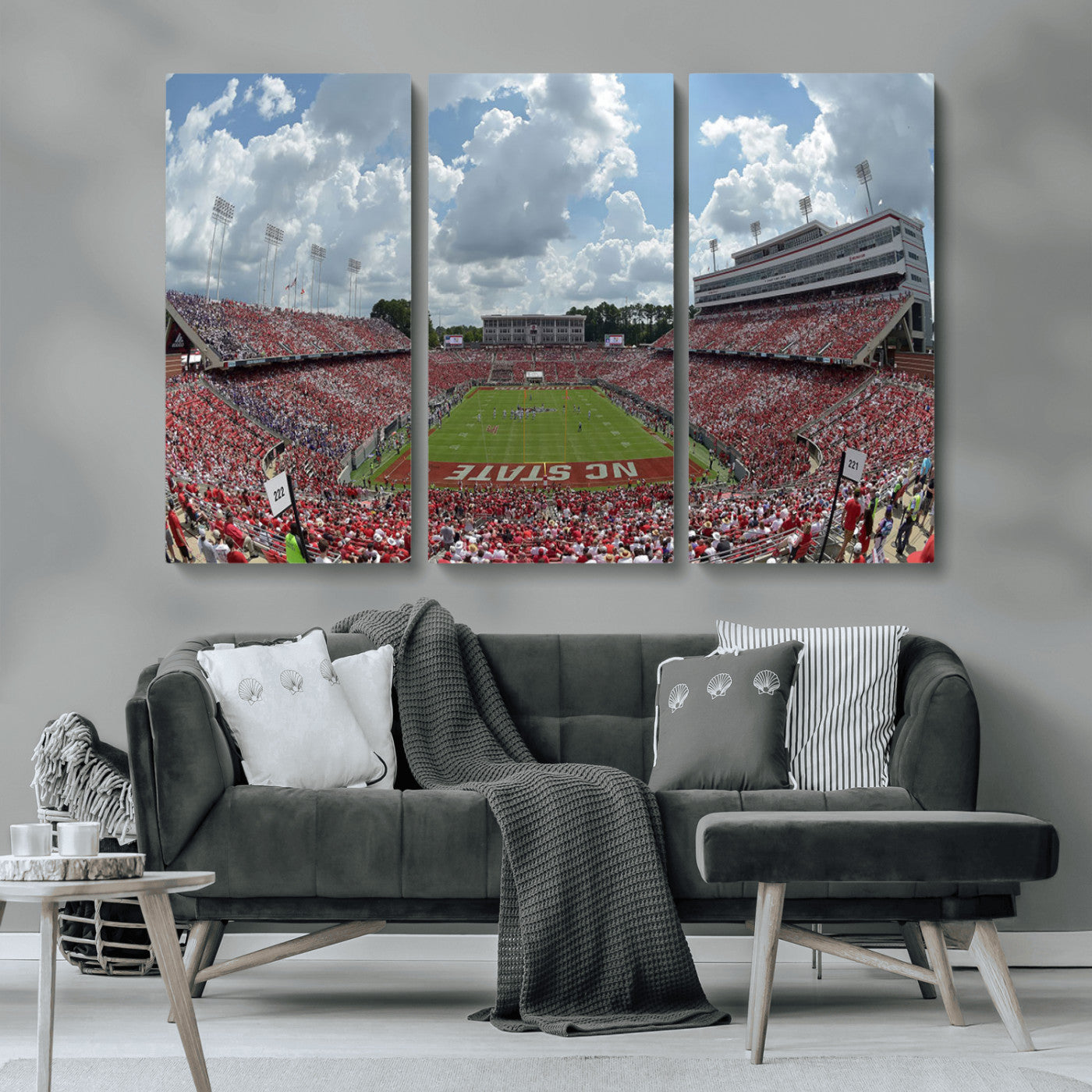 MGV-CV-48X32-3P - NC State Wolfpack Football Team Print Canvas- Raleigh Carter-Finley Stadium Wall Art Canvas Print