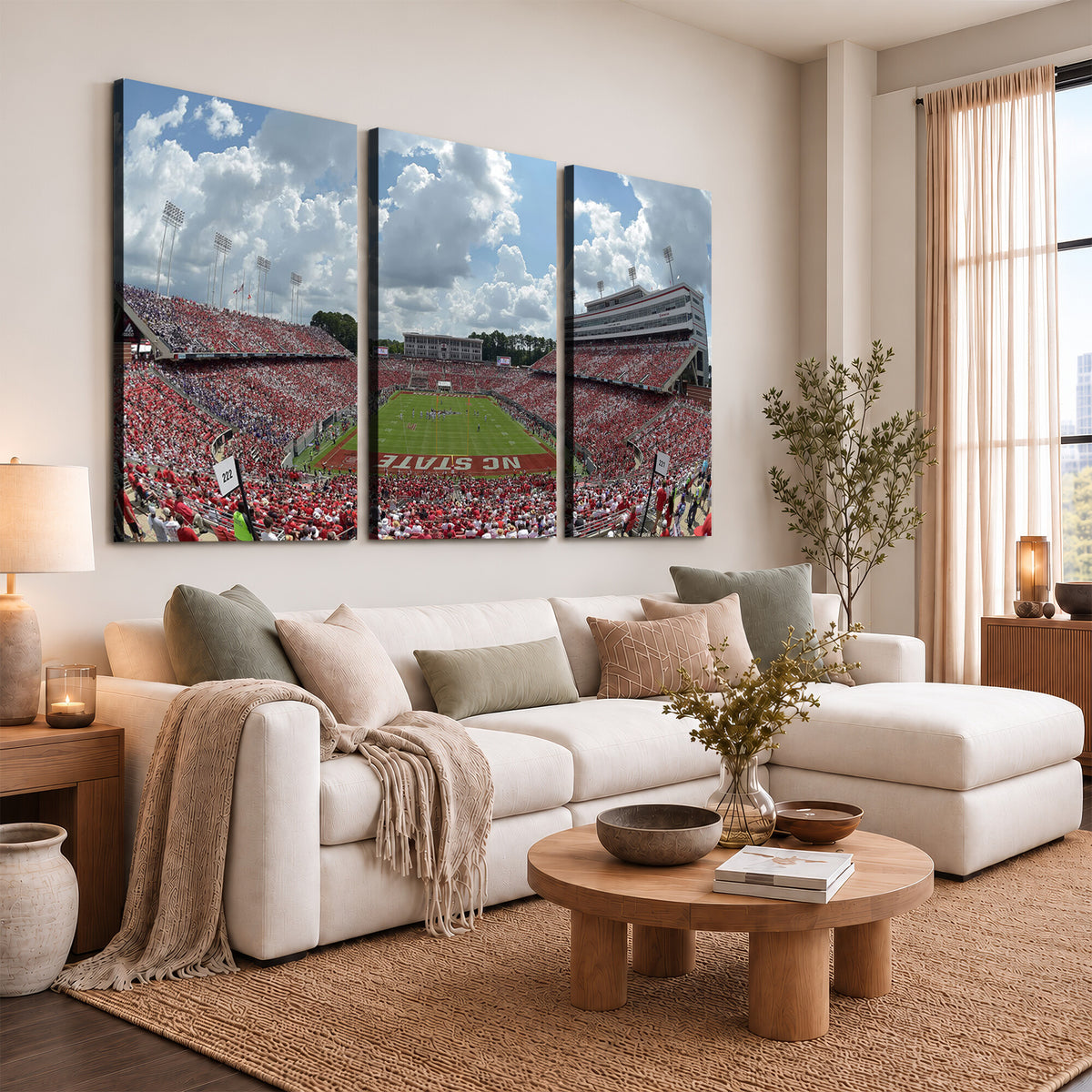30640-MGV-CV-36X24 - NC State Wolfpack Football Team Print Canvas- Raleigh Carter-Finley Stadium Wall Art Canvas Print