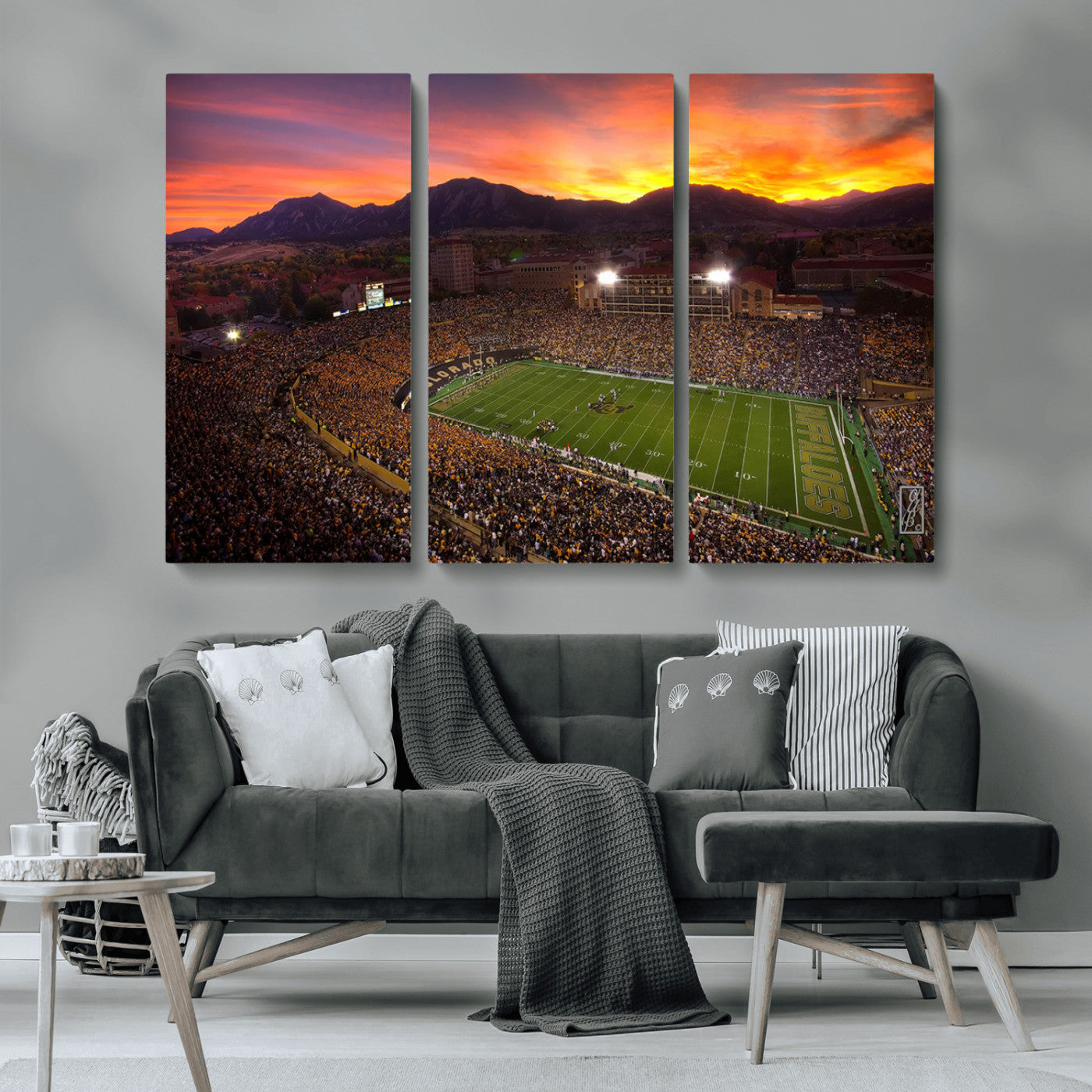 MGV-CV-48X32-3P - Colorado Buffaloes Football Team Print - Boulder Folsom Field Stadium Wall Art Canvas Print