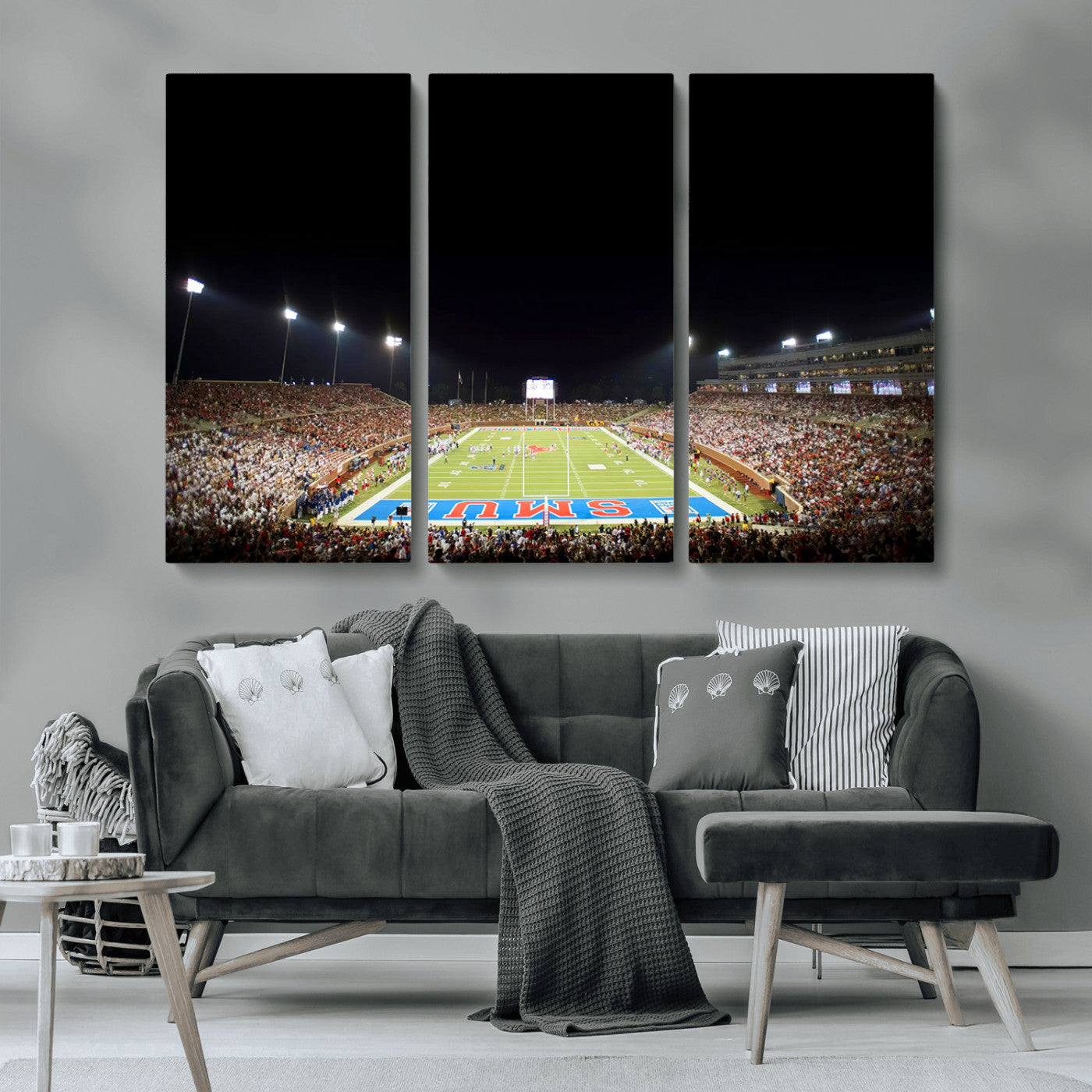 MGV-CV-48X32-3P - SMU Mustangs Football Team Print - Dallas Gerald J. Ford Stadium Wall Art Canvas Print