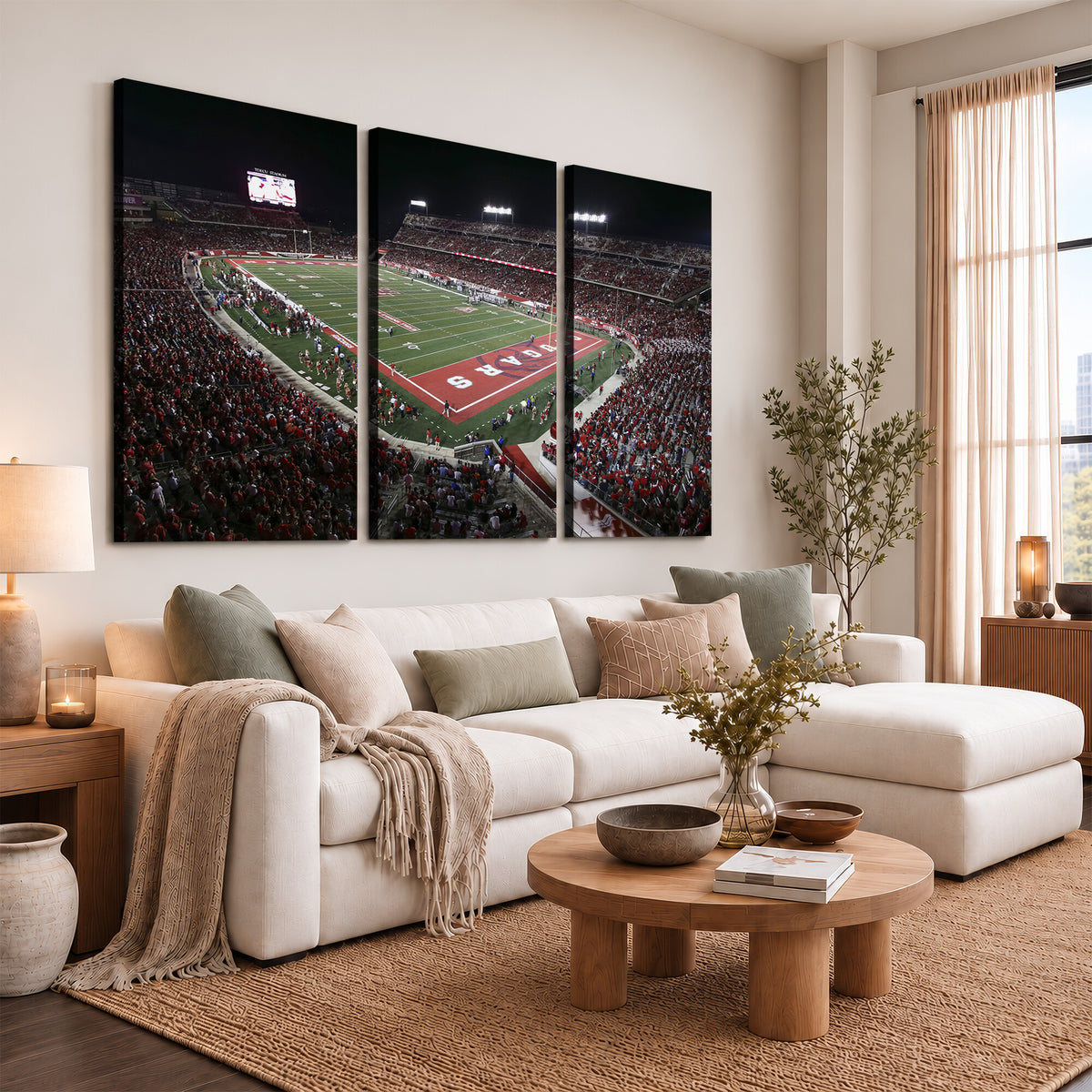 94207-MGV-CV-36X24 - Houston Cougars Football Team Print - Houston TDECU Stadium Wall Art Canvas Print
