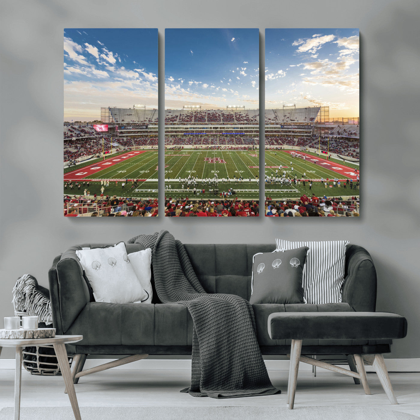 MGV-CV-48X32-3P - Framed Houston Cougars Football Team Print - Houston TDECU Stadium Wall Art Canvas Print
