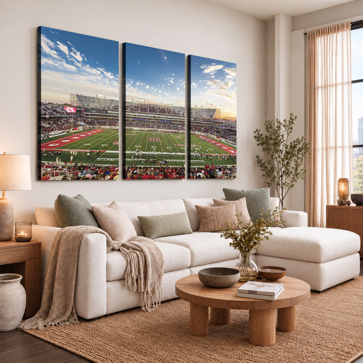 36612-MGV-CV-36X24 - Framed Houston Cougars Football Team Print - Houston TDECU Stadium Wall Art Canvas Print