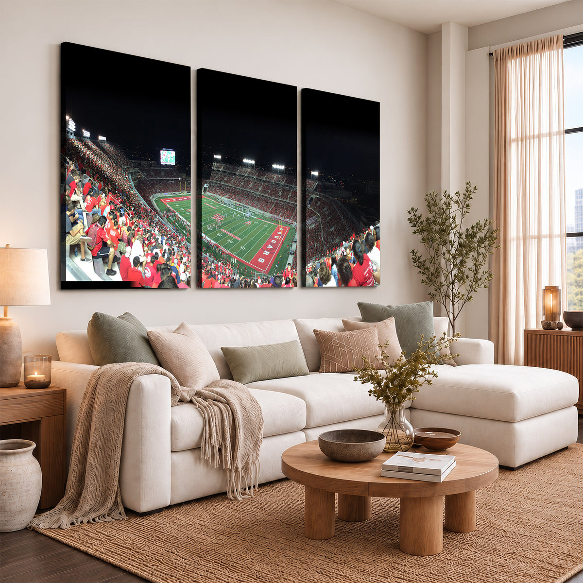 67036-MGV-CV-36X24 - Houston Cougars Football Team Print - Houston TDECU Stadium Wall Art Canvas Print