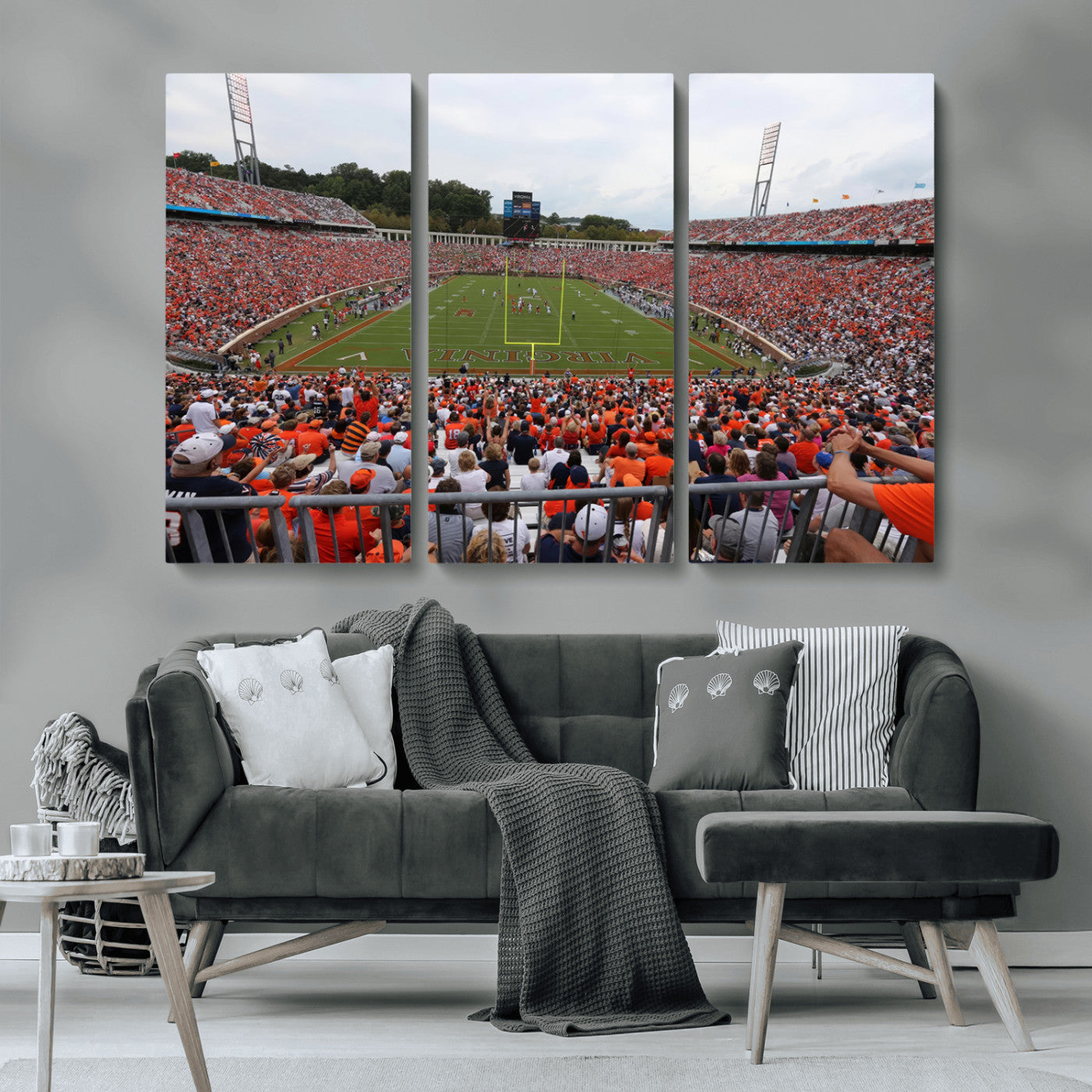 MGV-CV-48X32-3P - Virginia Cavaliers Football Team Print - Charlottesville Scott Stadium Print Wall Art Canvas