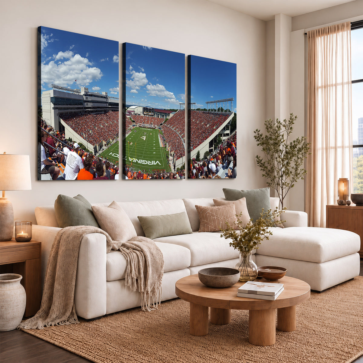 87769-MGV-CV-36X24 - Virginia Tech Hokies Football Team Print - Blacksburg Lane Stadium Wall Art Canvas Print