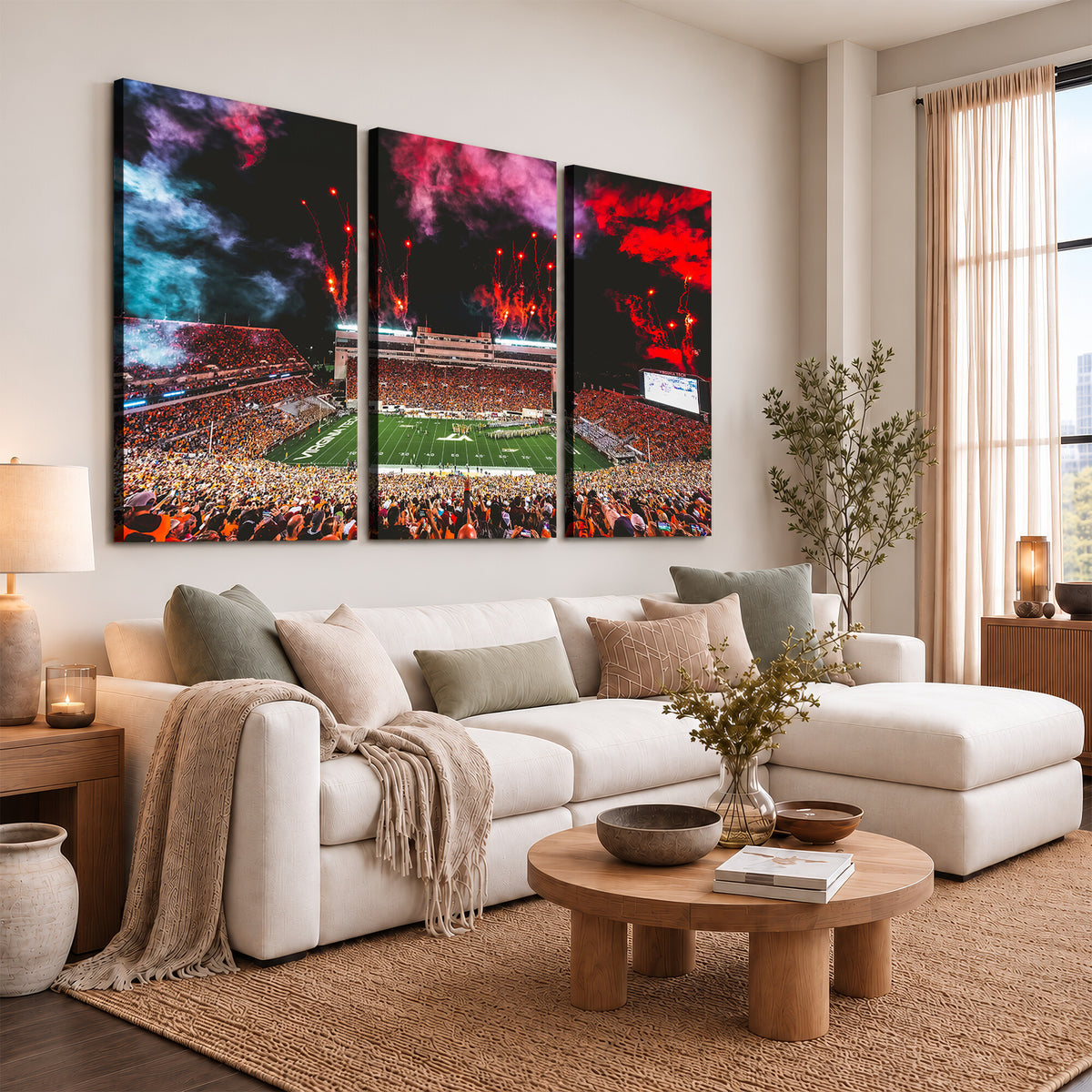 65761-MGV-CV-36X24 - Virginia Tech Hokies Football Team Print - Blacksburg Lane Stadium Wall Art Canvas Print