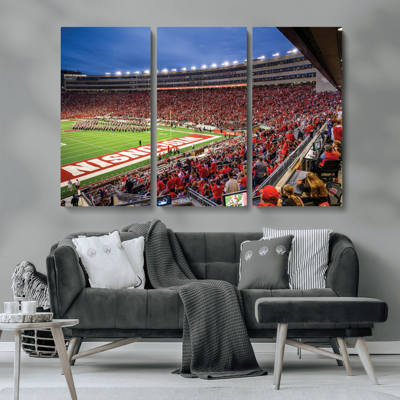 MGV-CV-48X32-3P - Wisconsin Badgers Football Team Print - Madison Camp Randall Stadium Wall Art, Wisconsin Badgers