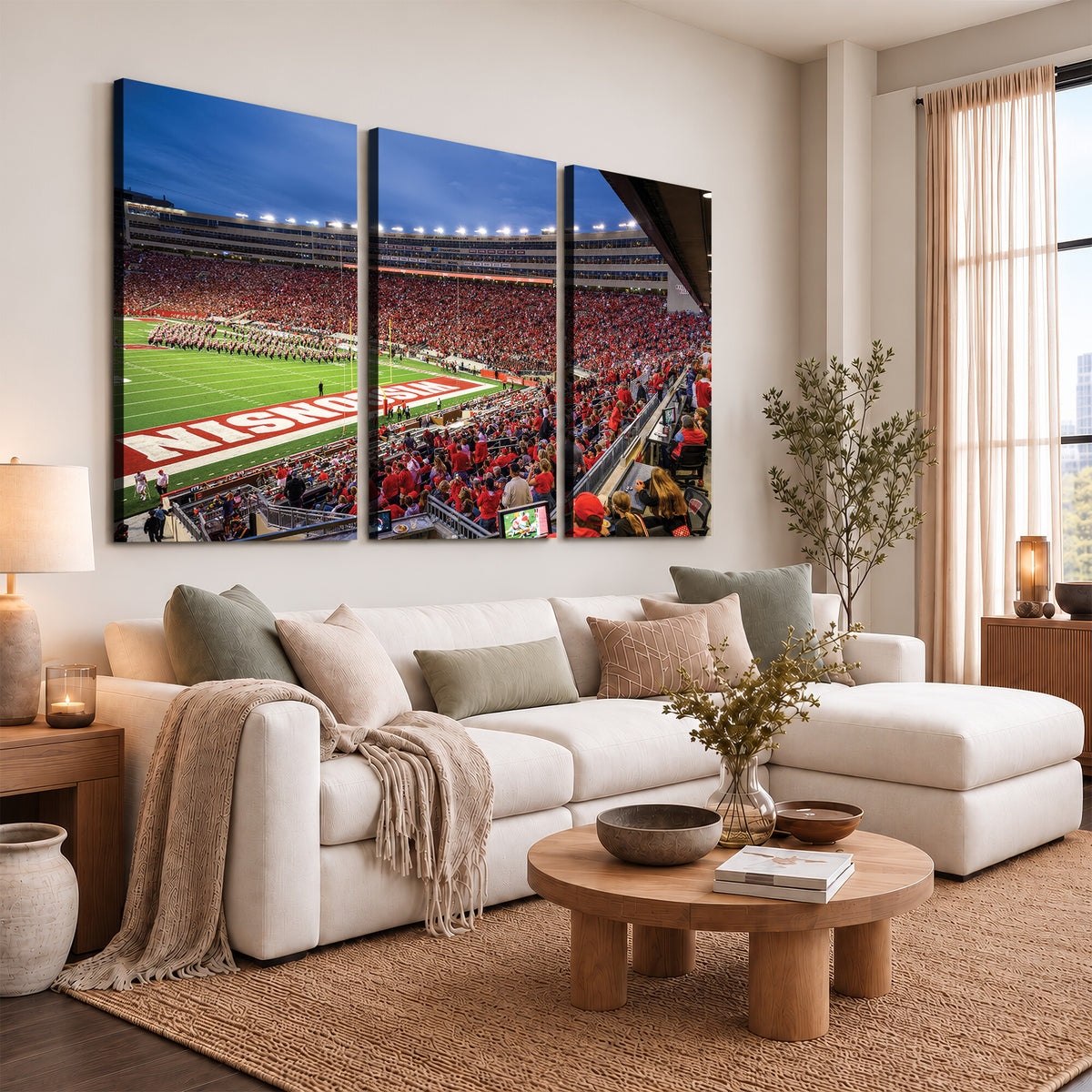 57601-MGV-CV-36X24 - Wisconsin Badgers Football Team Print - Madison Camp Randall Stadium Wall Art, Wisconsin Badgers