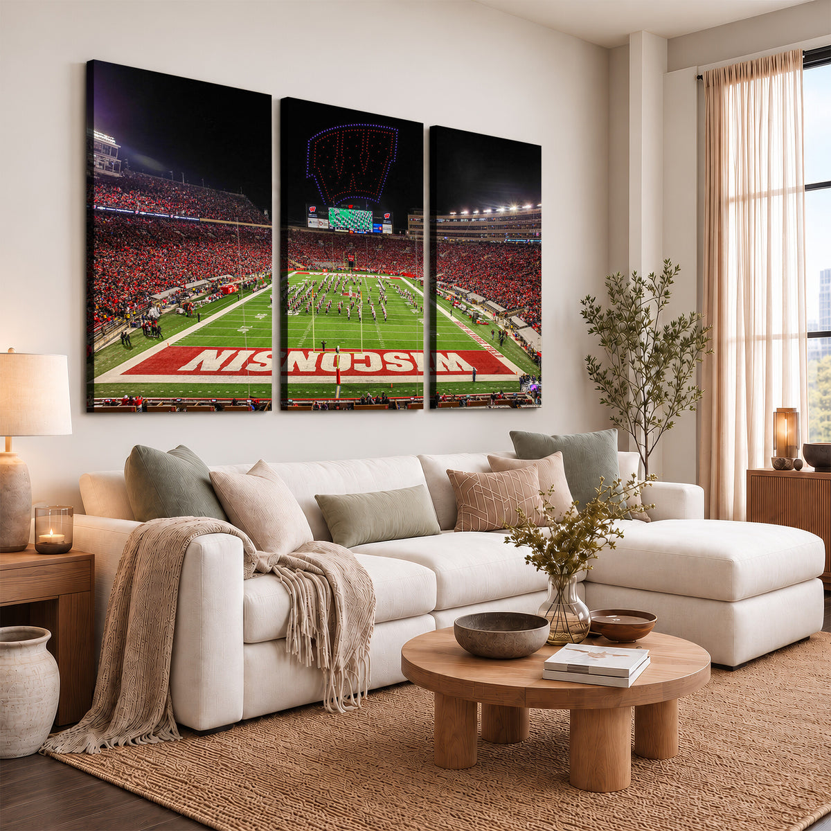 34125-MGV-CV-36X24 - Wisconsin Badgers Football Team Print Canvas- Madison Camp Randall Stadium Wall Art Canvas Print