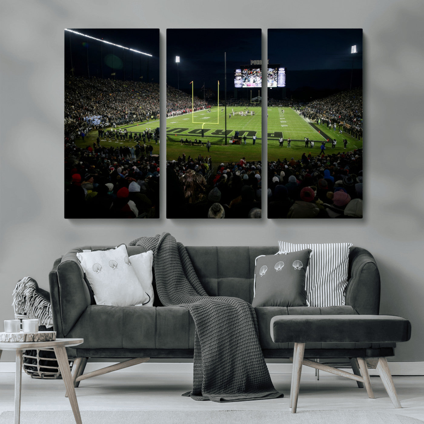 MGV-CV-48X32-3P - Purdue Boilermakers Football Team Print - West Lafayette Ross–Ade Stadium Wall Art Canvas Print