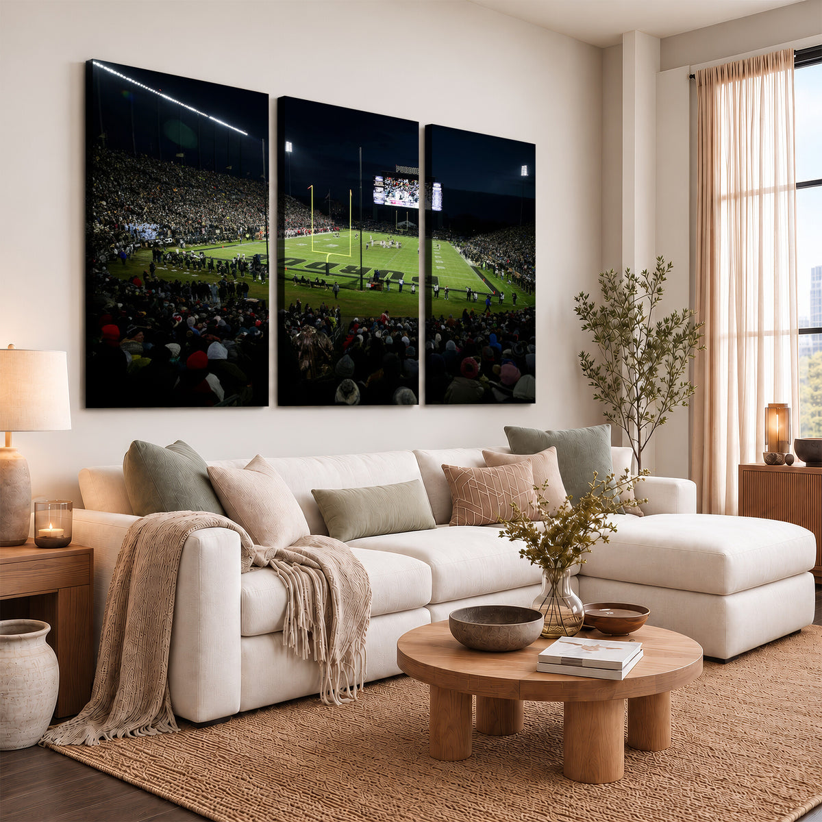 60140-MGV-CV-36X24 - Purdue Boilermakers Football Team Print - West Lafayette Ross–Ade Stadium Wall Art Canvas Print