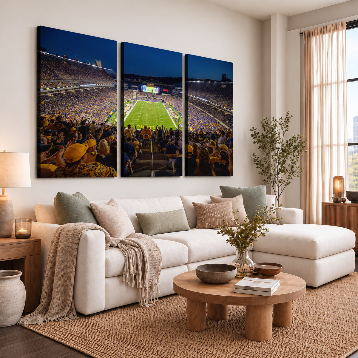 62297-MGV-CV-36X24 - Pittsburgh Panthers Football Team Print - Pittsburgh Acrisure Stadium Wall Art Canvas Print