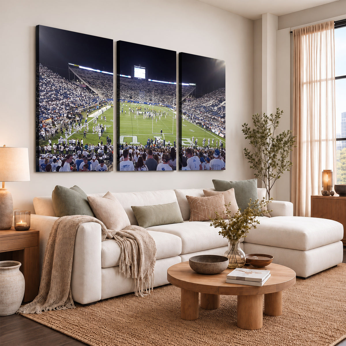 65036-MGV-CV-36X24 - Brigham Young University Cougars Football Print Canvas - Provo LaVell Edwards Stadium Wall Art