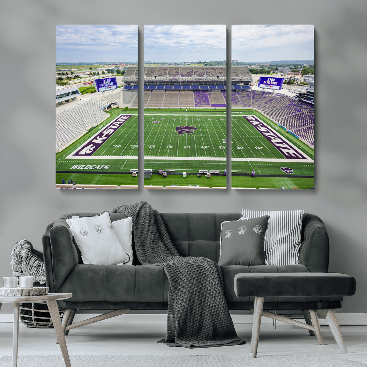 MGV-CV-48X32-3P - KState Wildcats Football Team Print - Manhattan Bill Snyder Family Football Stadium Wall Art Canvas