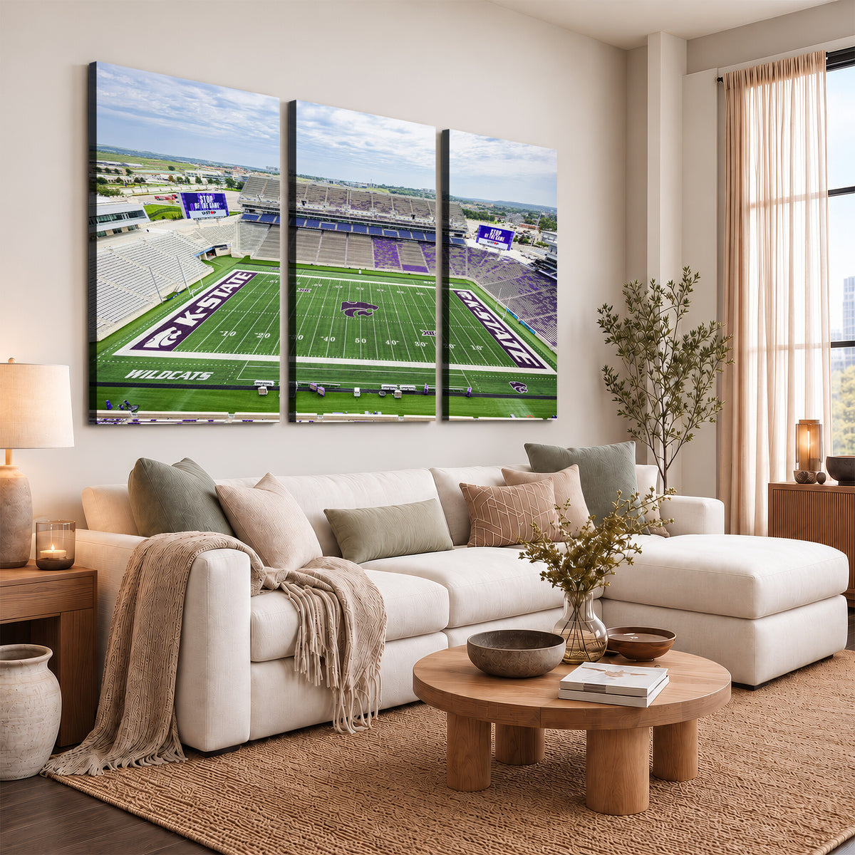 29452-MGV-CV-36X24 - KState Wildcats Football Team Print - Manhattan Bill Snyder Family Football Stadium Wall Art Canvas
