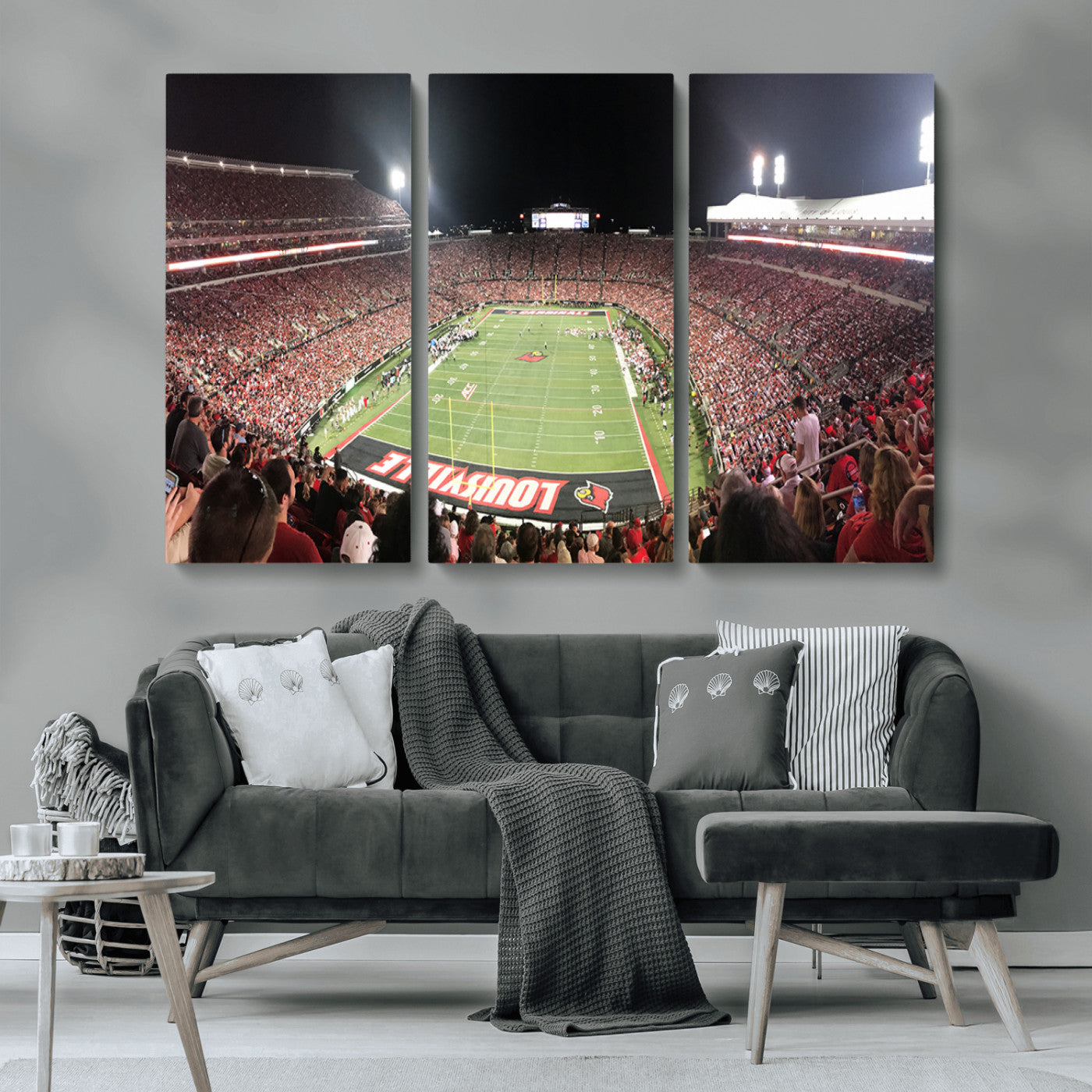MGV-CV-48X32-3P - University of Louisville Cardinals Football Team Print - Louisville Cardinal Stadium Wall Art Canvas
