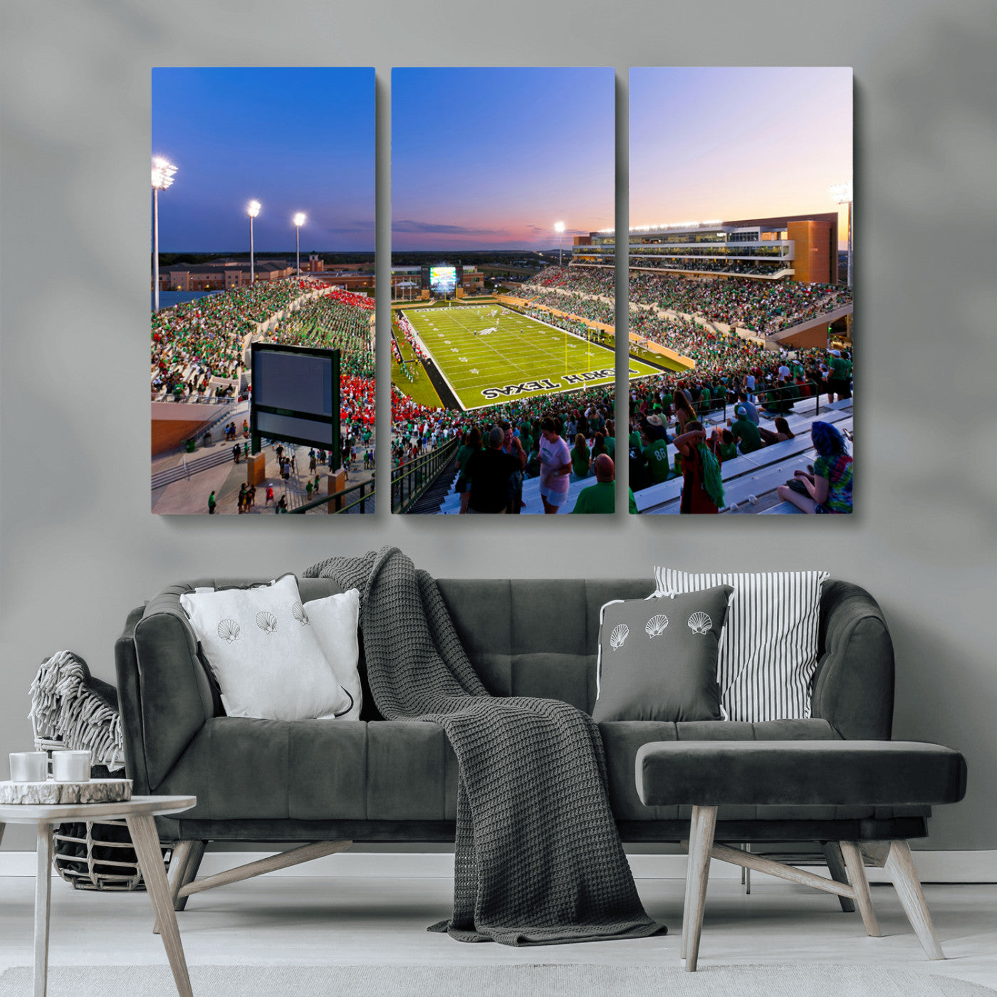 MGV-CV-48X32-3P - University of North Texas Mean Green Football Team Print - Denton DATCU Stadium Canvas Print Wall