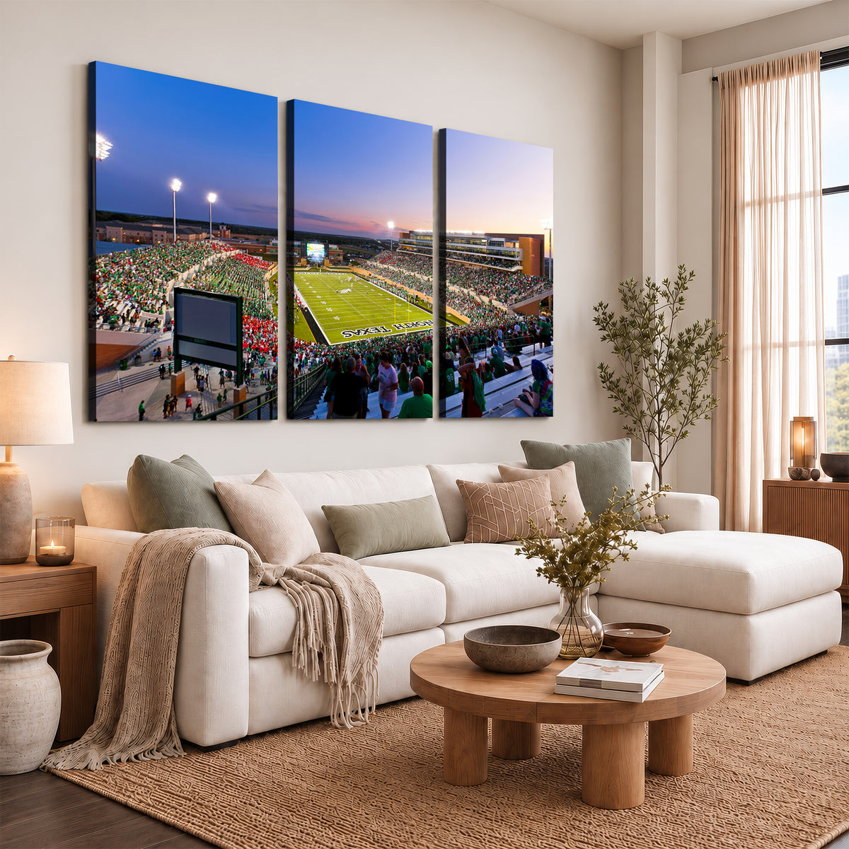 25916-MGV-CV-36X24 - University of North Texas Mean Green Football Team Print - Denton DATCU Stadium Canvas Print Wall