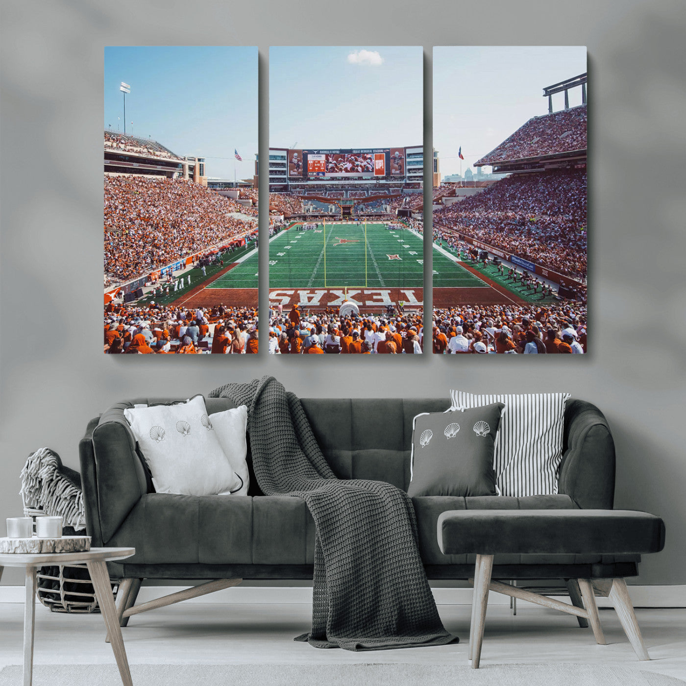 MGV-CV-48X32-3P - Framed Texas Memorial Stadium Canvas, University of Texas Longhorns Football Team Print - Austin
