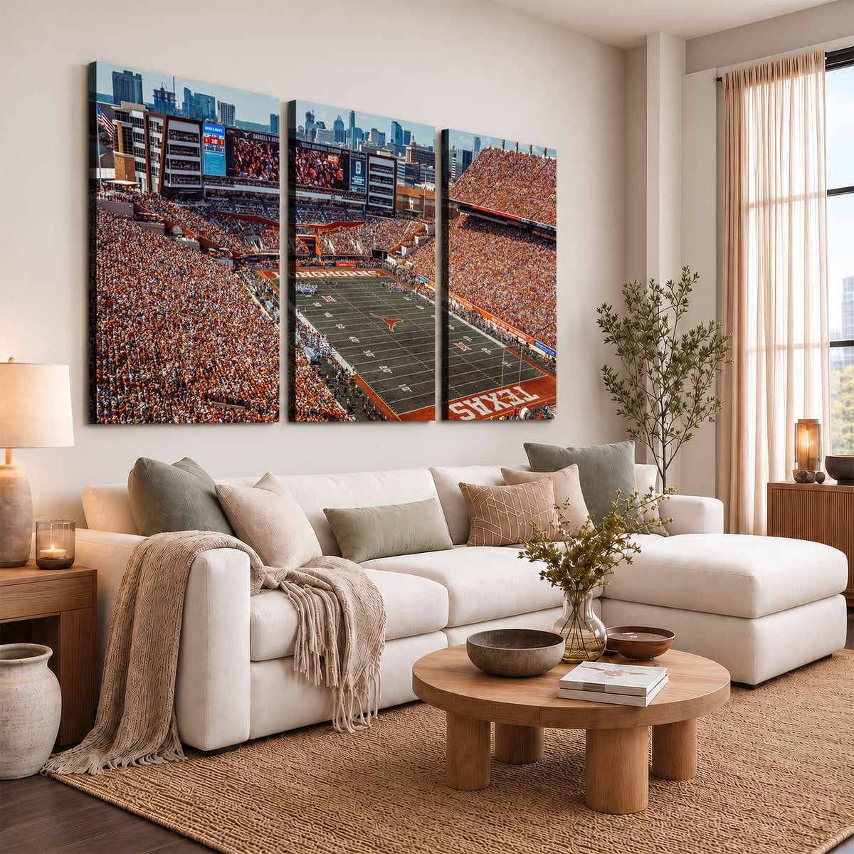 92103-MGV-CV-36X24 - University of Texas Longhorns Football Team Print - Austin Darrell K Royal-Texas Memorial Stadium