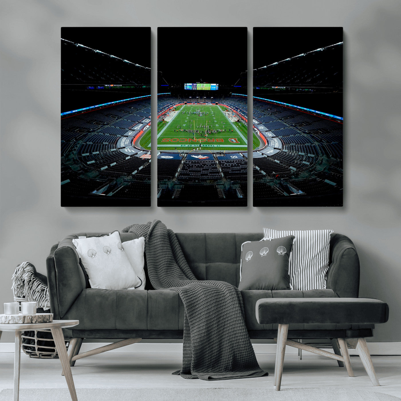 MGV-CV-48X32-3P - Denver Broncos Football Team Print Canvas- Denver Empower Field at Mile High Stadium Wall Art Canvas