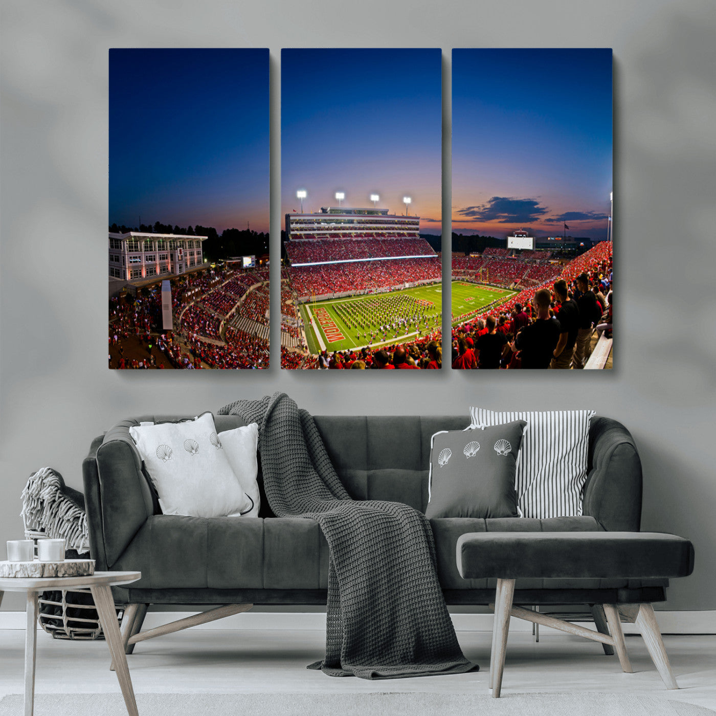 MGV-CV-48X32-3P - Wolfpack Football Team Wall Art Print - Raleigh Carter-Finley Stadium Wall Art Canvas Print