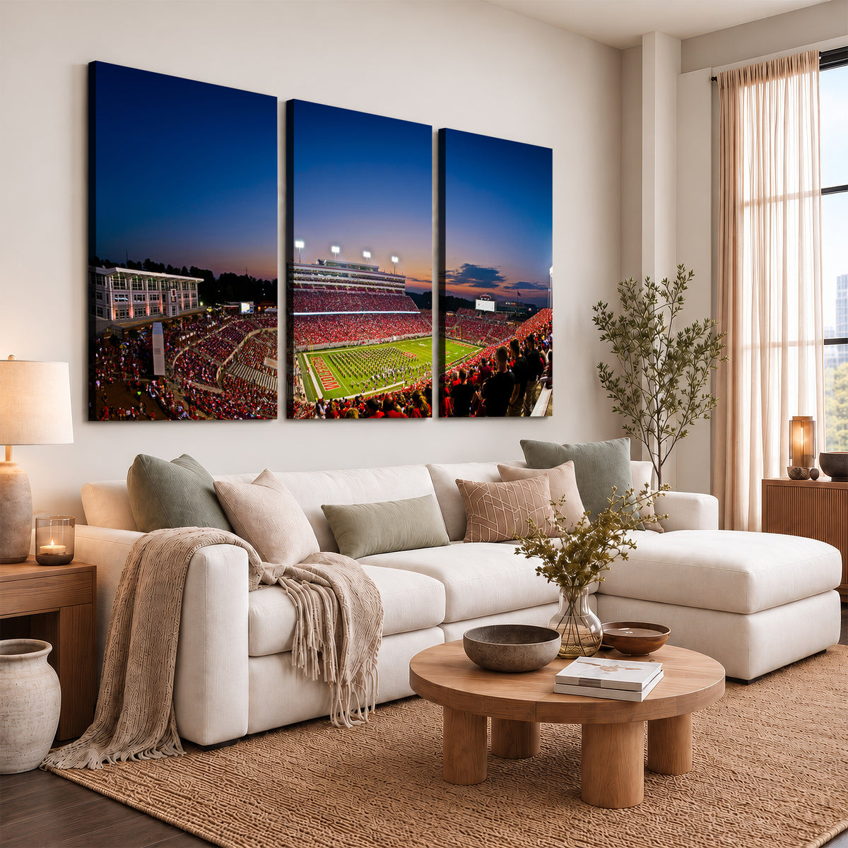 76202-MGV-CV-36X24 - Wolfpack Football Team Wall Art Print - Raleigh Carter-Finley Stadium Wall Art Canvas Print
