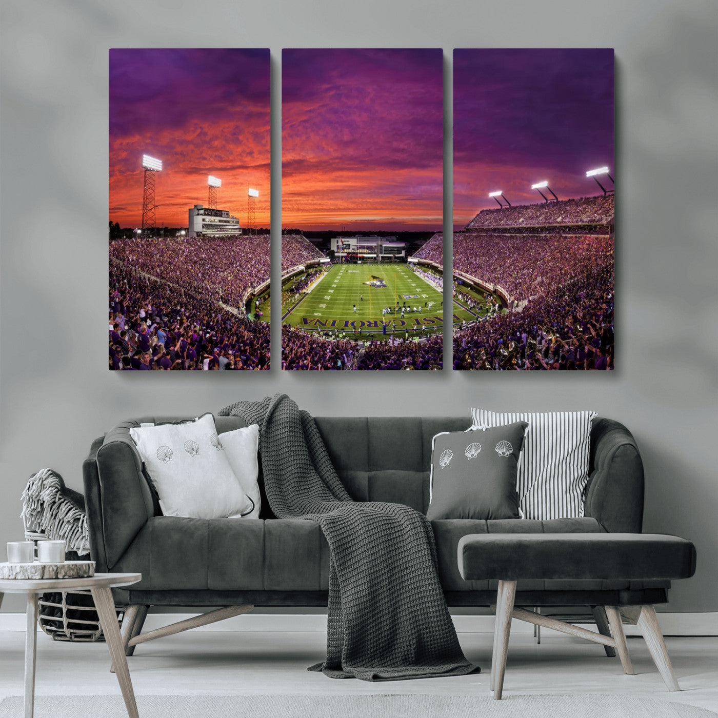 MGV-CV-48X32-3P - East Carolina University Pirates Football Print Canvas- Greenville Dowdy-Ficklen Stadium Wall Art