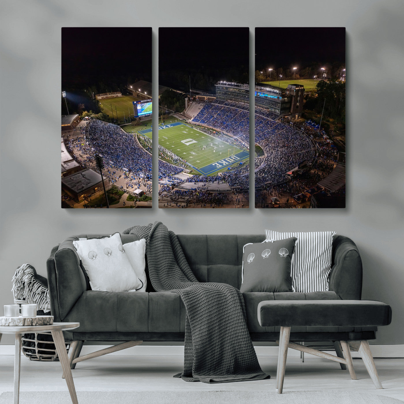 MGV-CV-48X32-3P - Duke University Blue Devils Football Print Canvas - Durham Wallace Wade Stadium Wall Art Canvas