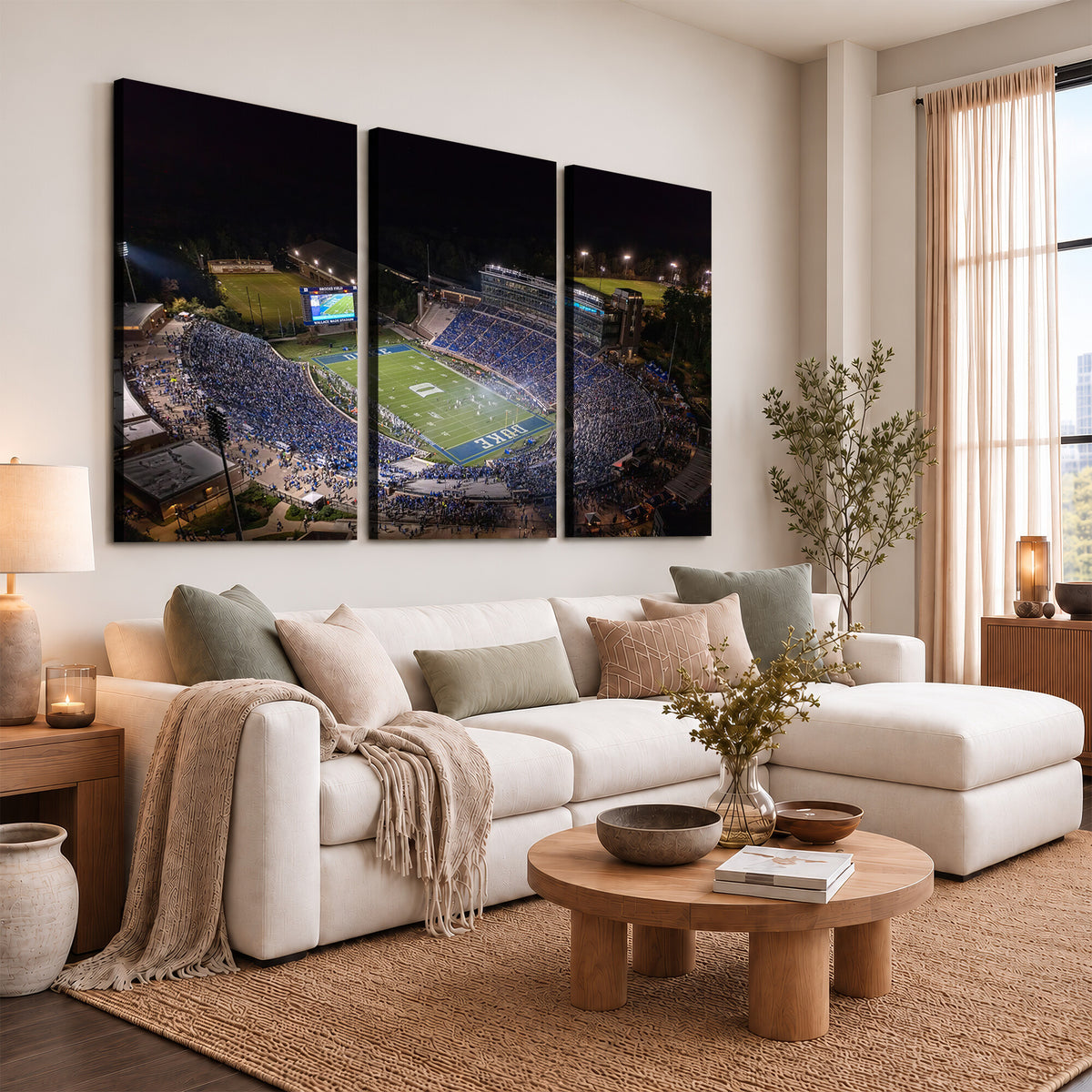 42347-MGV-CV-36X24 - Duke University Blue Devils Football Print Canvas - Durham Wallace Wade Stadium Wall Art Canvas