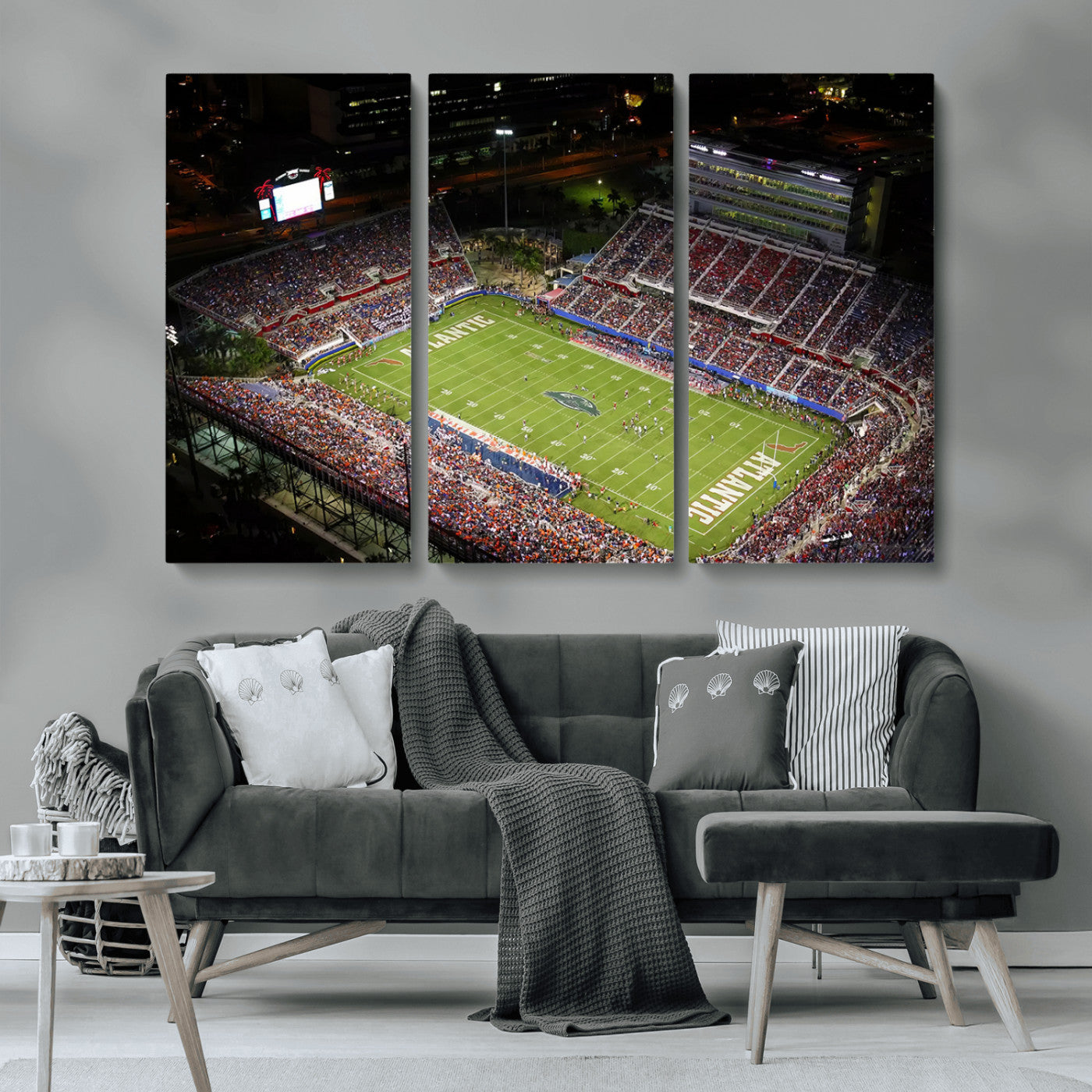 MGV-CV-48X32-3P - Florida Atlantic University Owls Canvas Print, Football Team Print - Boca Raton FAU Stadium Wall Art