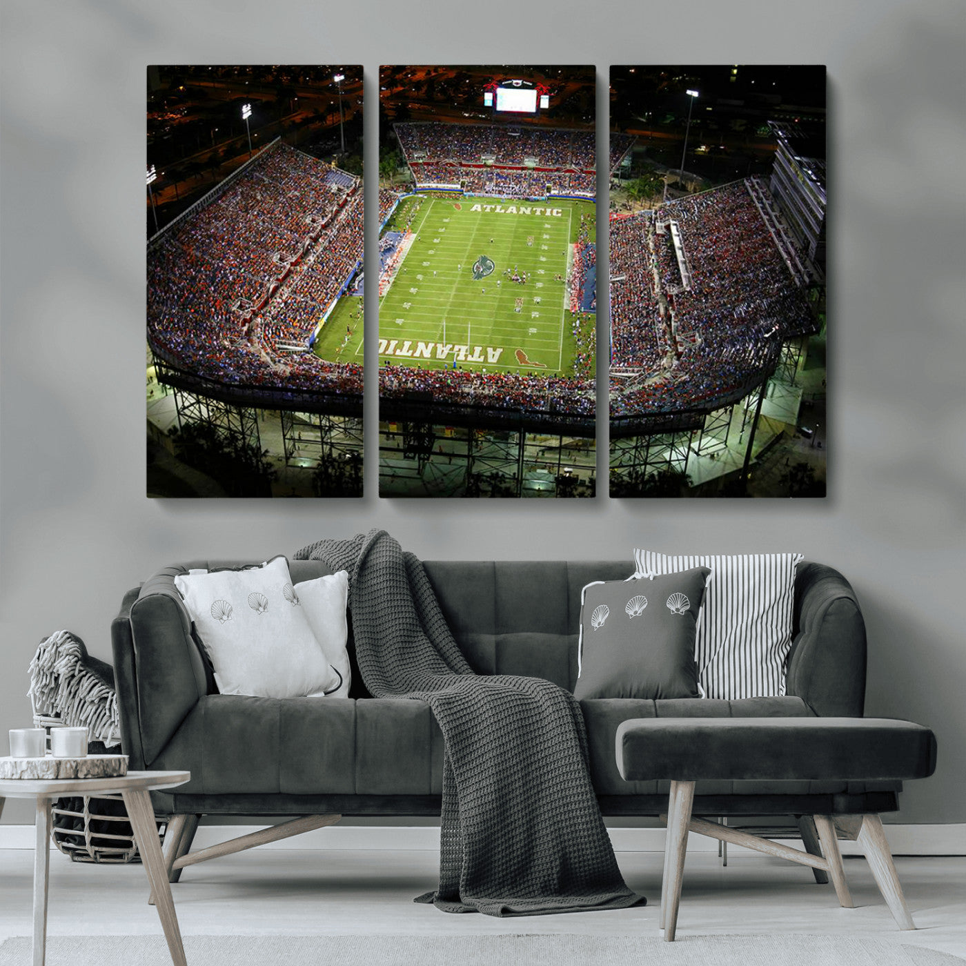 MGV-CV-48X32-3P - Florida Atlantic University Owls Football Team Print - Boca Raton FAU Stadium Wall Art Canvas Print