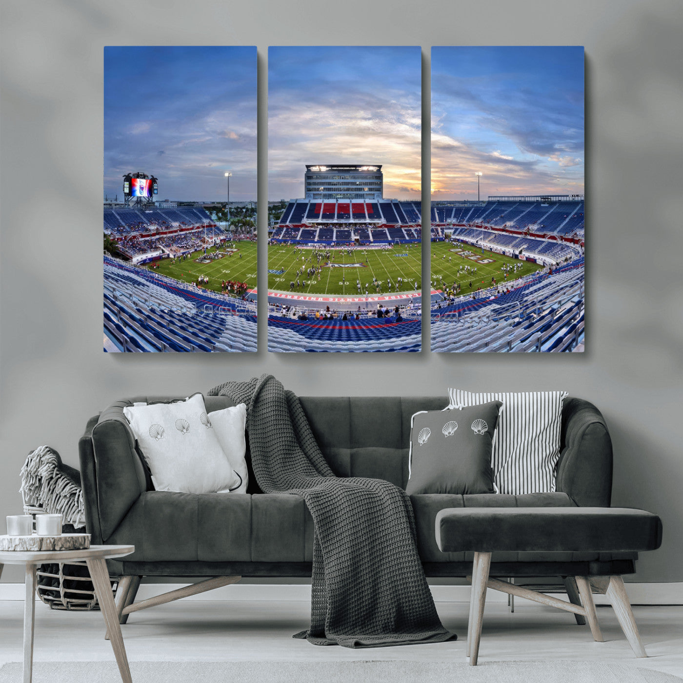 MGV-CV-48X32-3P - Florida Atlantic University Owls Football Team Print - Boca Raton FAU Stadium Wall Art Canvas Print