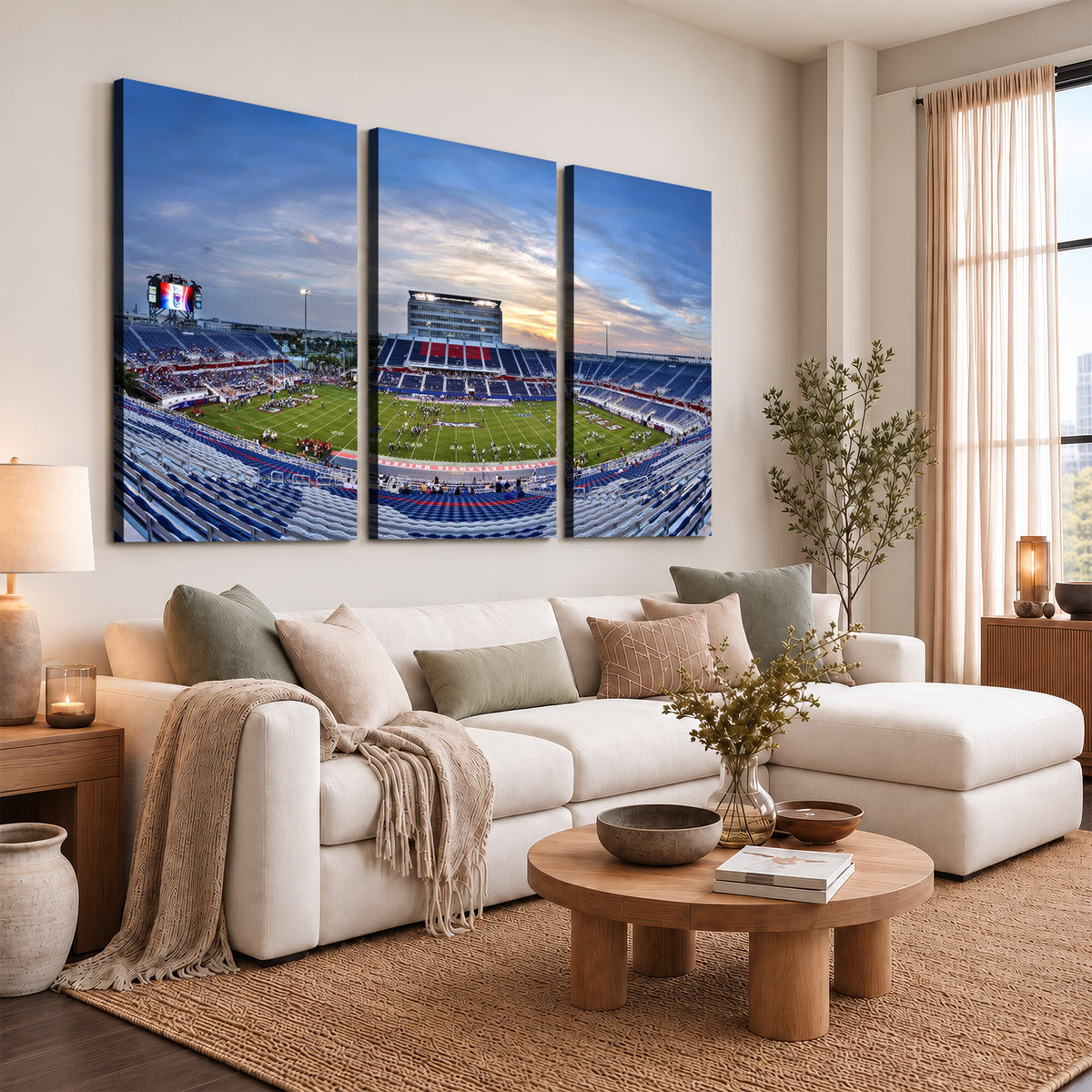 69559-MGV-CV-36X24 - Florida Atlantic University Owls Football Team Print - Boca Raton FAU Stadium Wall Art Canvas Print