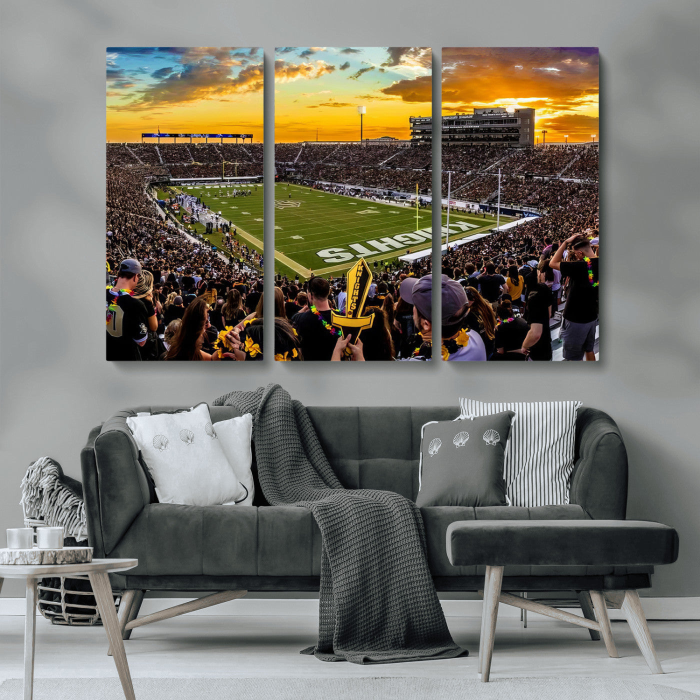 MGV-CV-48X32-3P - UCF Knights Football Team Print - Orlando FBC Mortgage Stadium, UCF Knights Wall Art Canvas Print