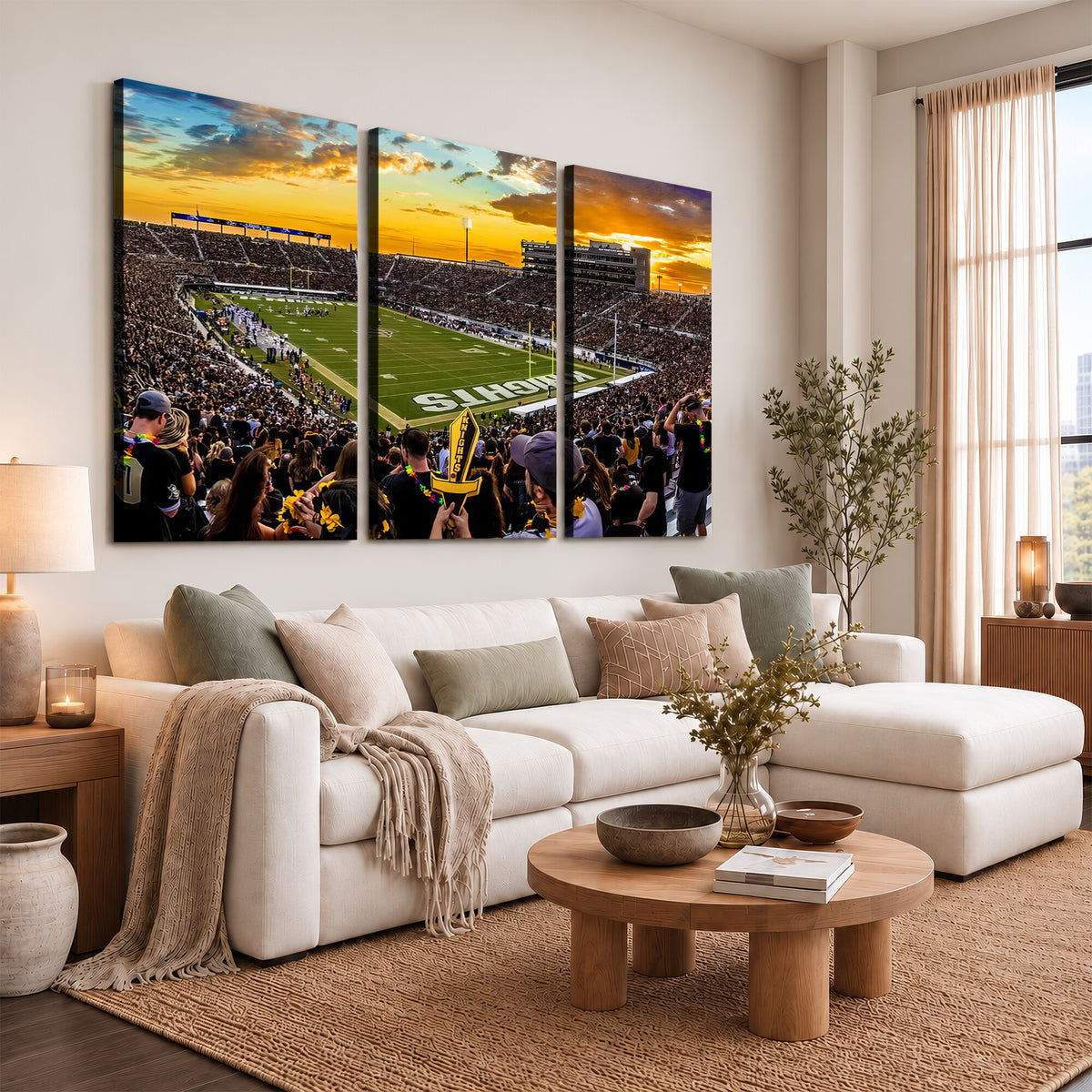 66803-MGV-CV-36X24 - UCF Knights Football Team Print - Orlando FBC Mortgage Stadium, UCF Knights Wall Art Canvas Print