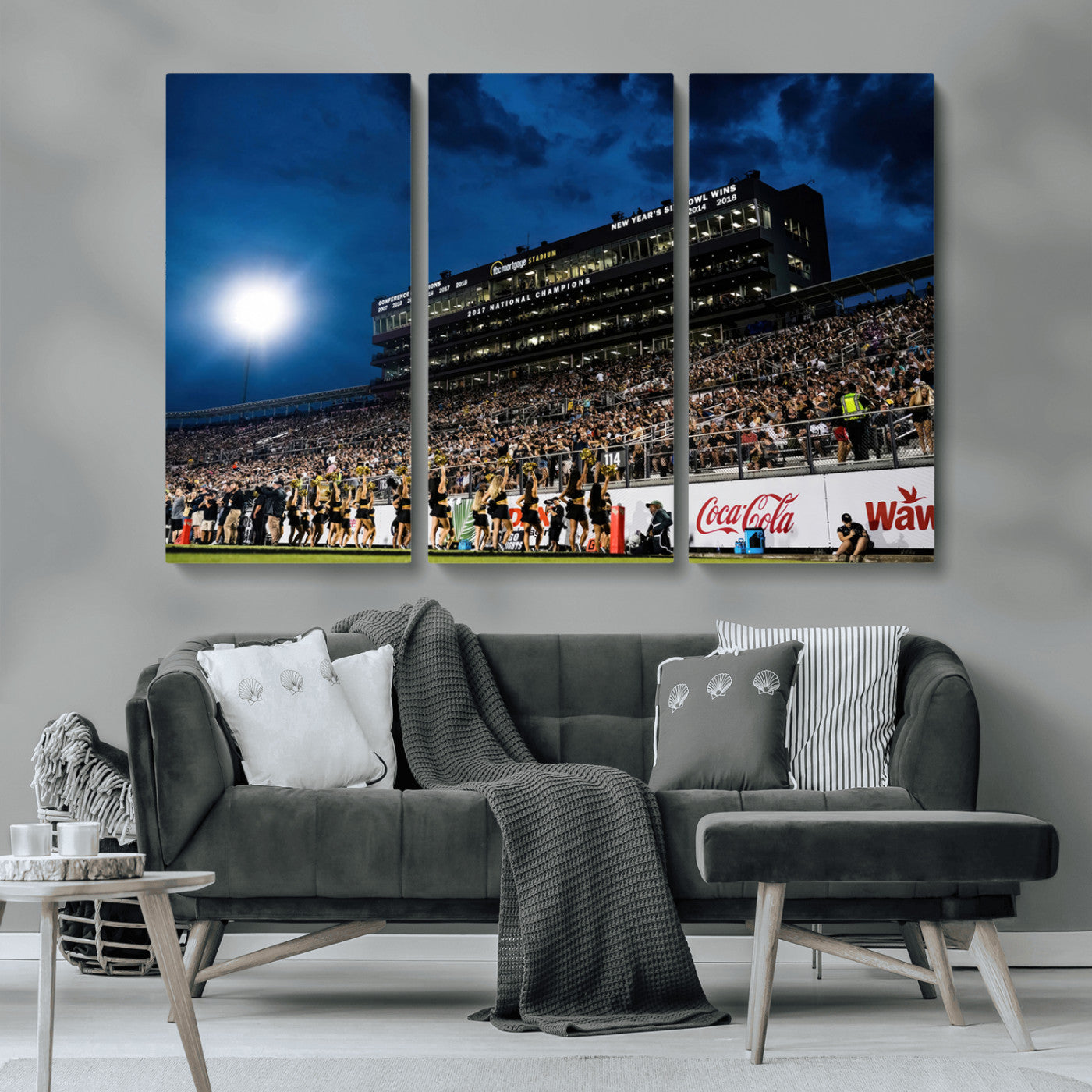 MGV-CV-48X32-3P - UCF Knights Football Team Print - Orlando FBC Mortgage Stadium Wall Art Canvas Print
